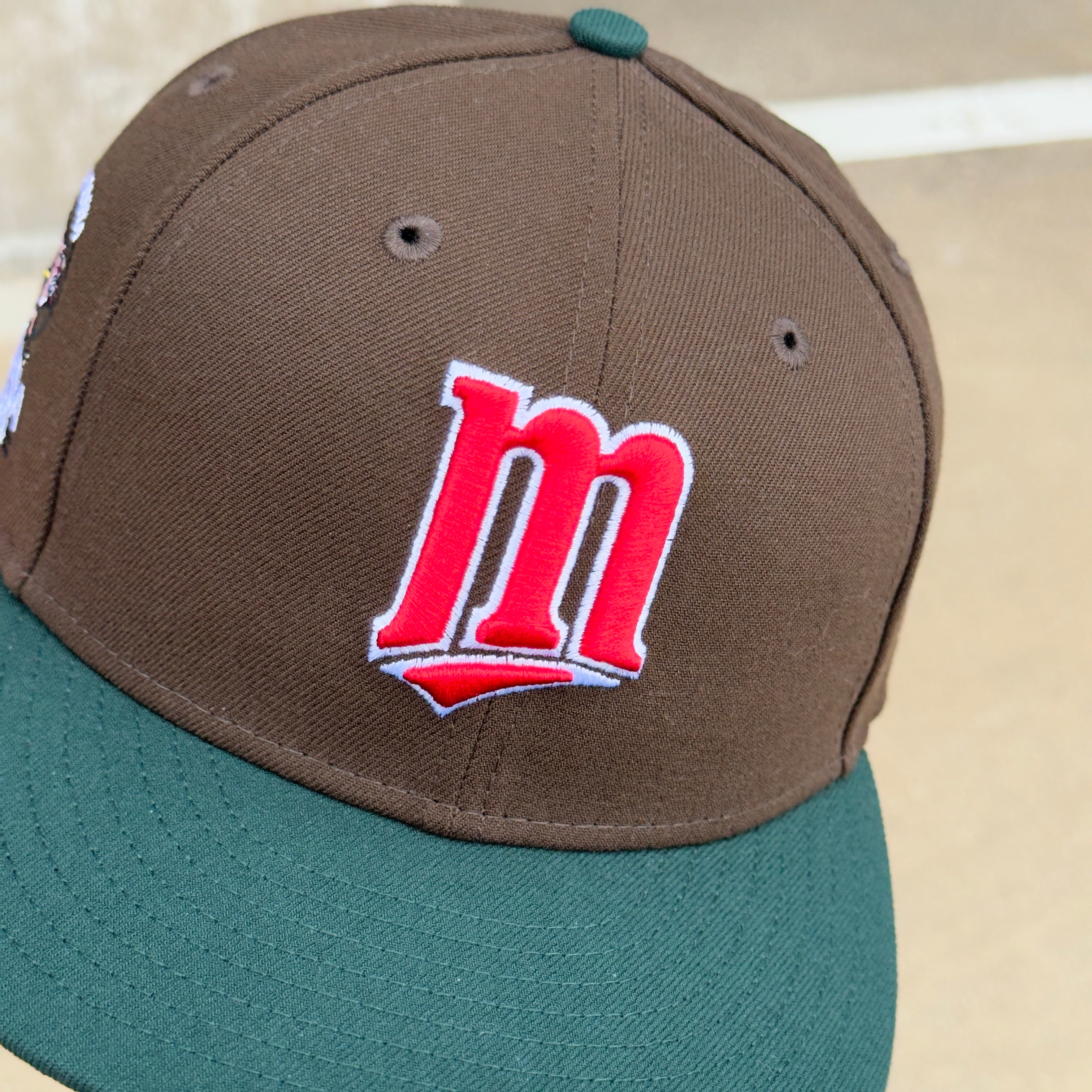 1/8 USED Brown Minnesota Twins Bomba Squad 59fifty New Era Fitted Hat Cap