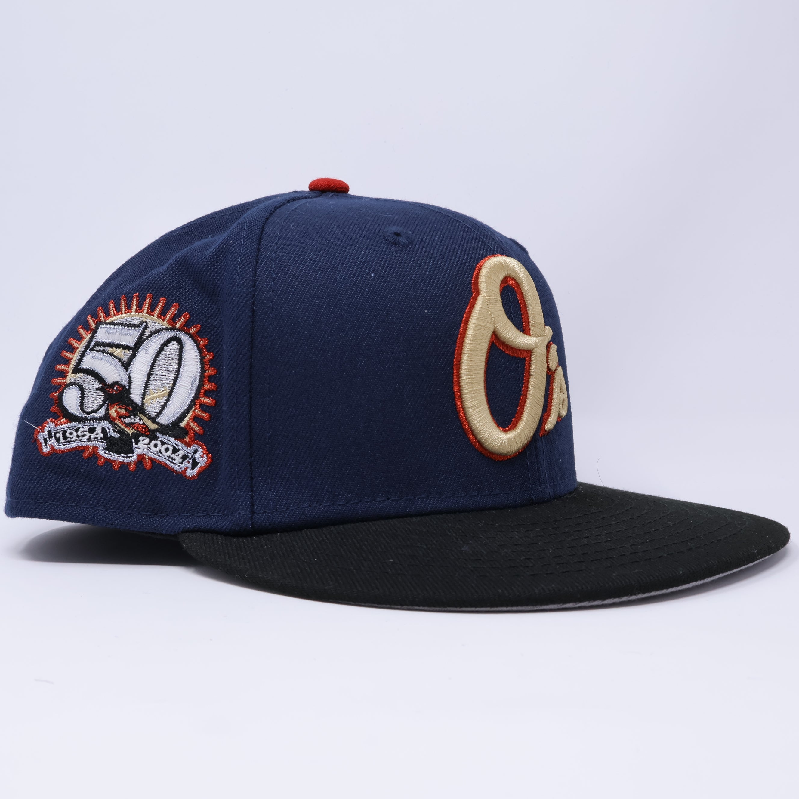 USED 3/4 Navy Baltimore Orioles 50th Anniversary 59fifty New Era Fitted Hat Cap