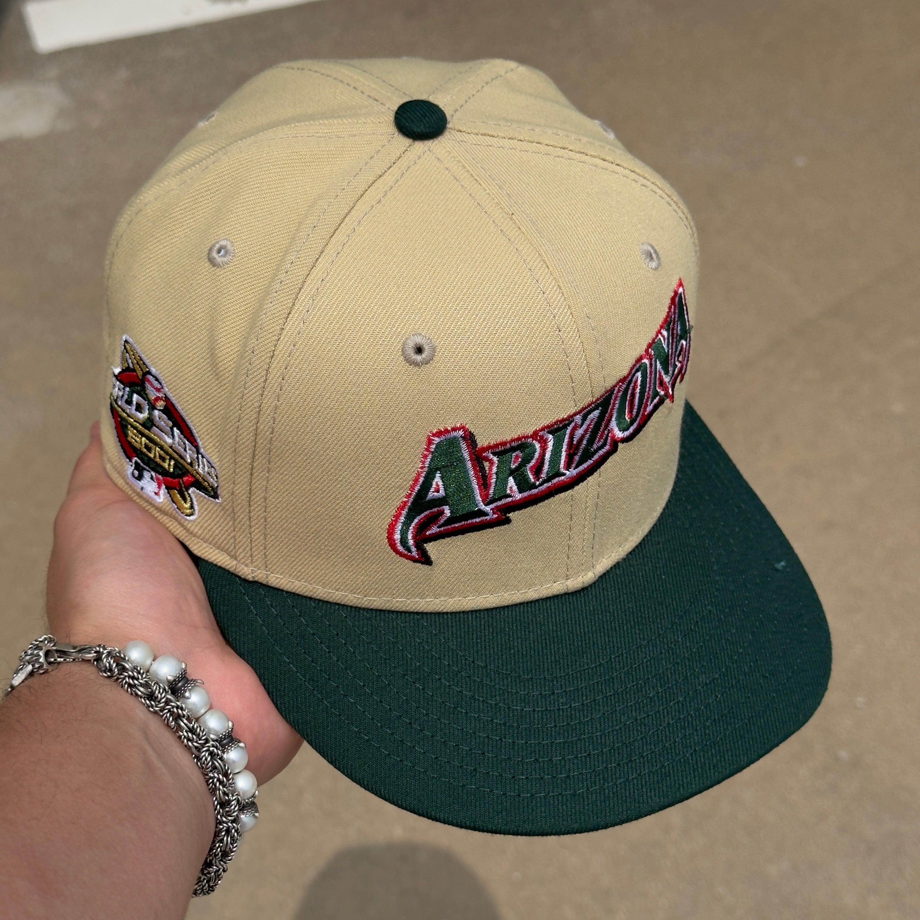 1/8 USED Gold Arizona Diamondbacks World Series 2001 59fifty New Era Fitted Hat Cap