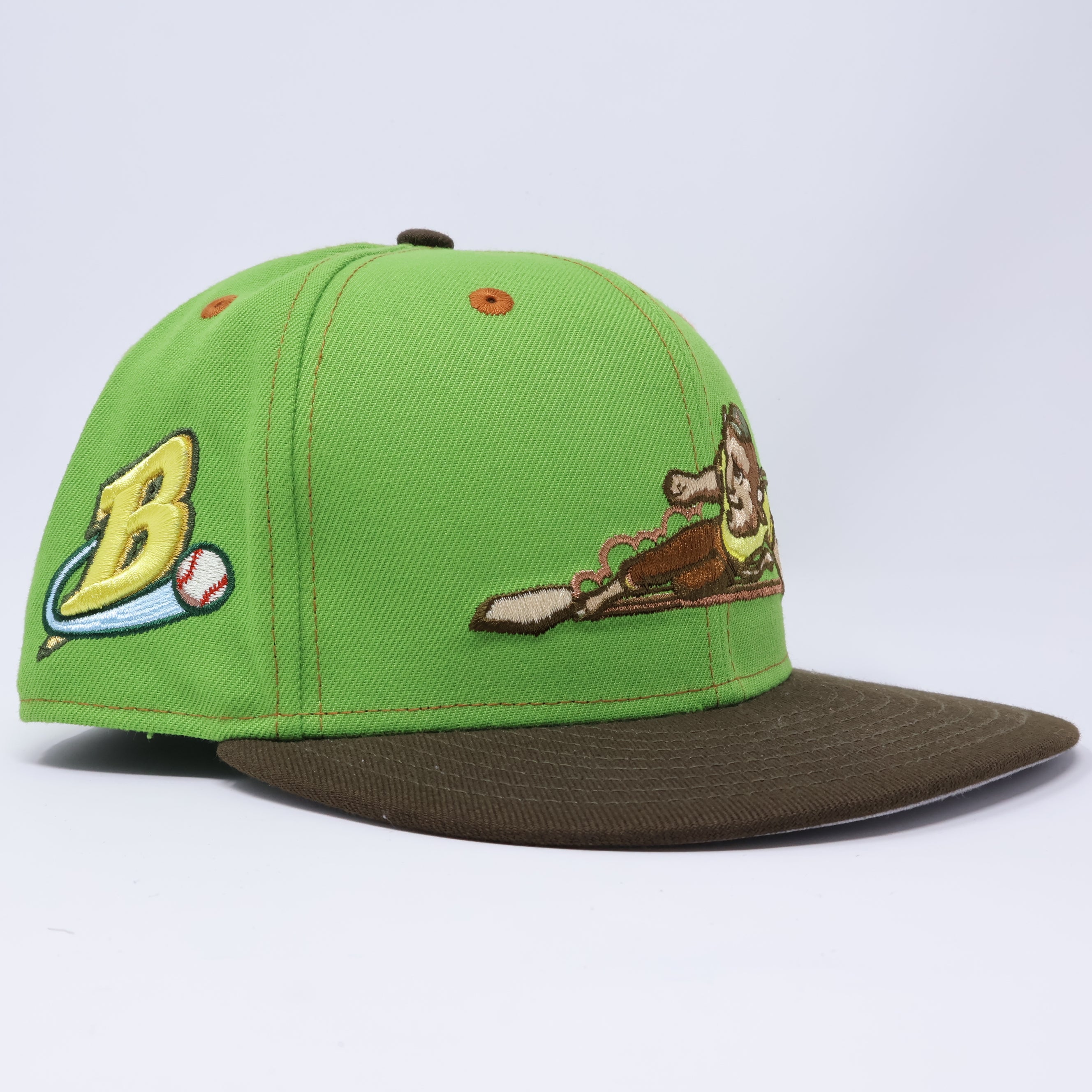 USED 1/8 Green Buffalo Bisons 59fifty New Era Fitted Hat Cap Minor League