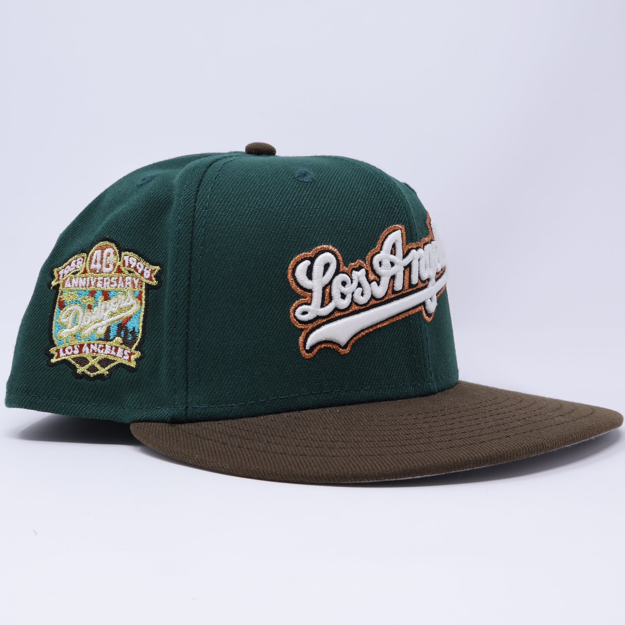 USED 5/8 Green Los Angeles Dodgers 40th Anniversary 59fifty New Era Fitted Hat Cap