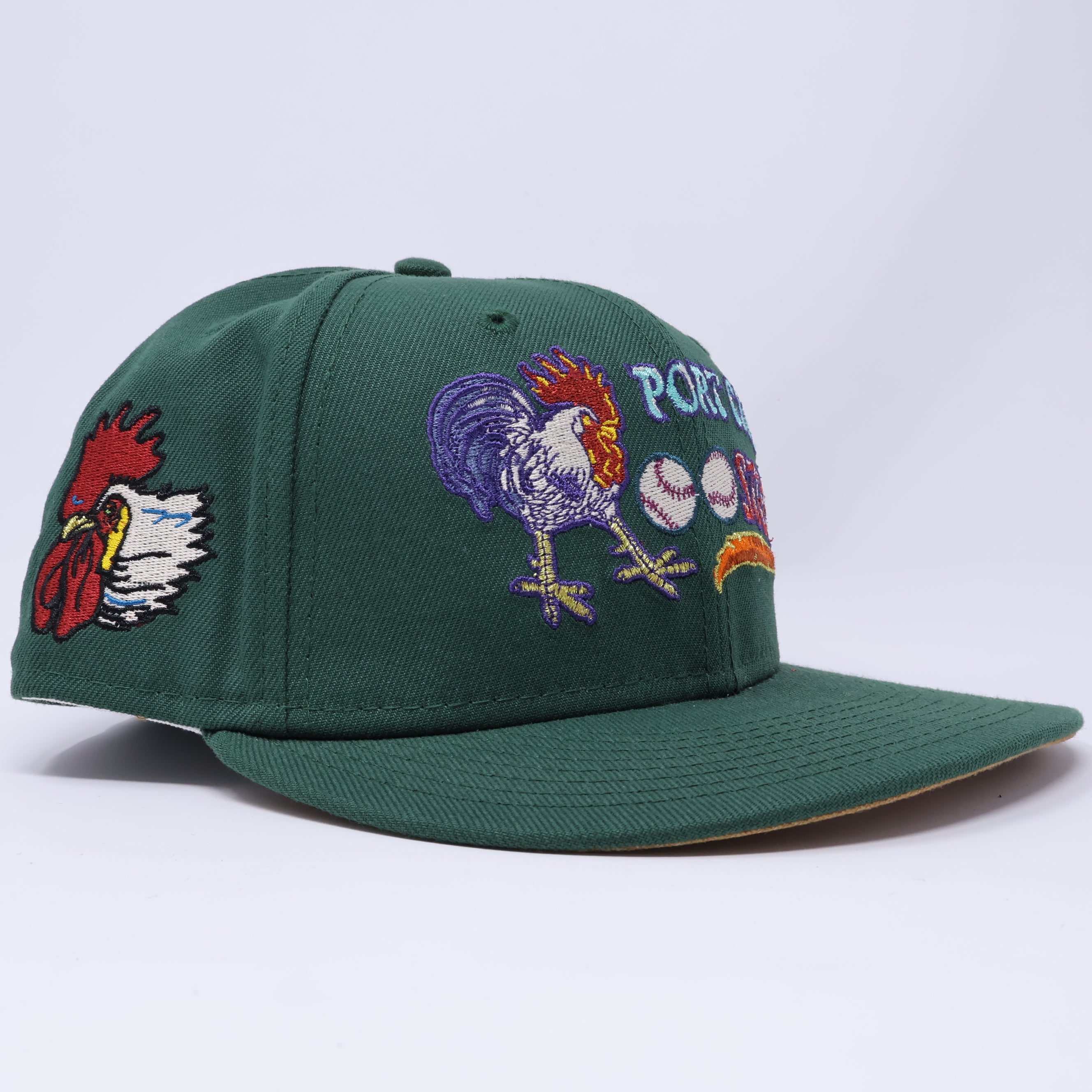 USED 1/8 Green Port City Roosters 59fifty New Era Fitted Hat Cap Minor League