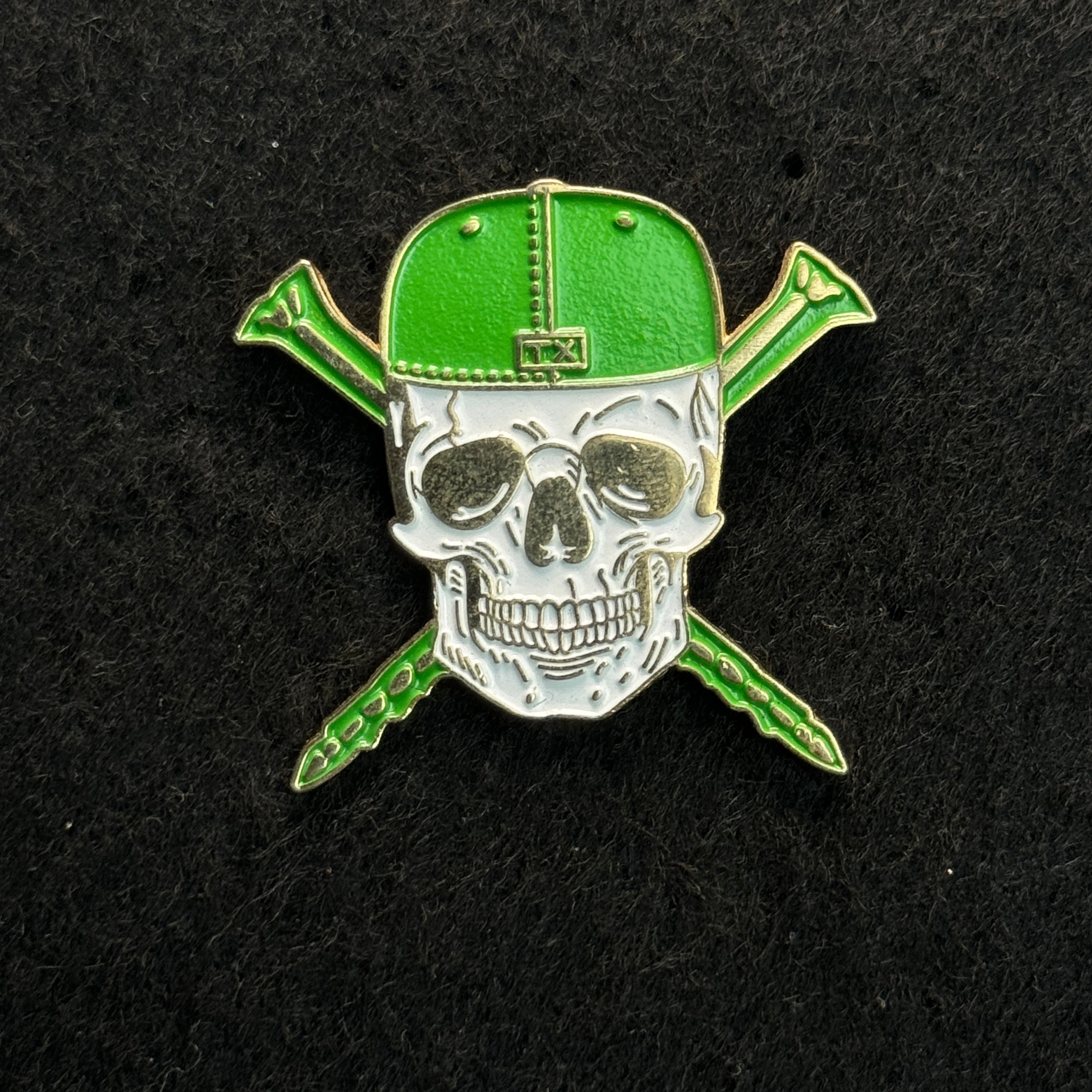 TXFitted Skull Screws Green Cap Green Screws Gold Plating Graphic Pin