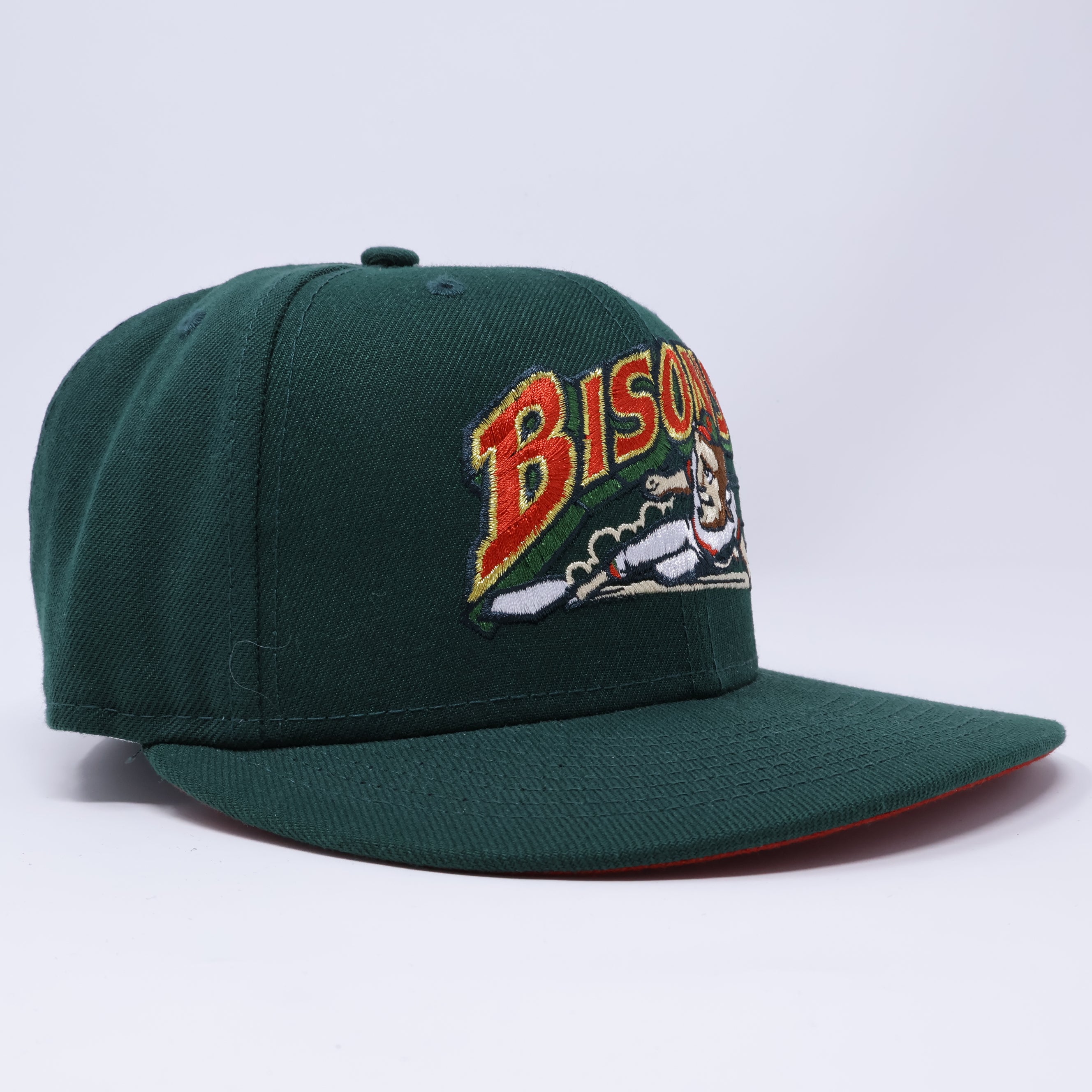 USED 1/8 Green Buffalo Bisons Minor League 59fifty New Era Fitted Hat Cap