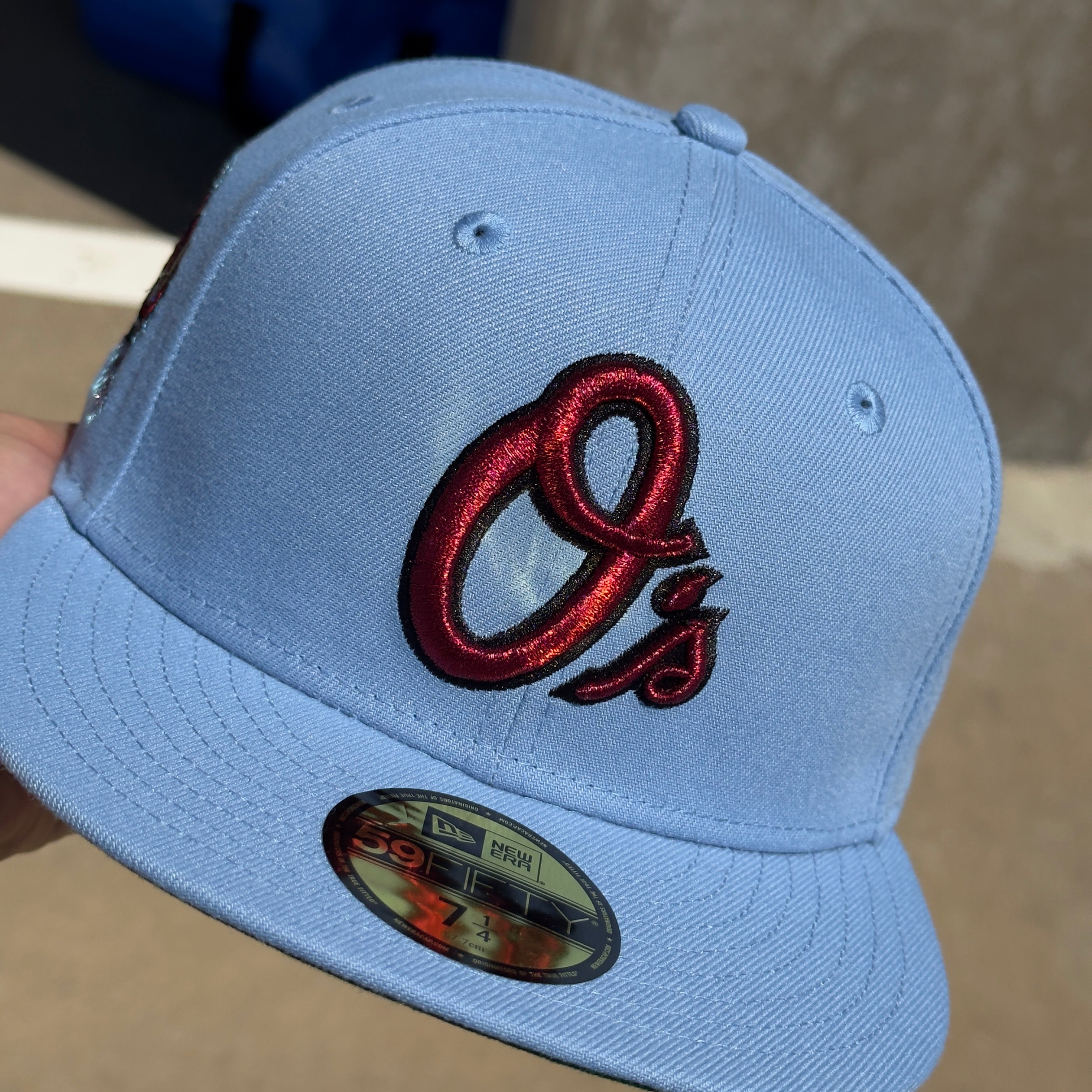 NEW 1/4 Blue Baltimore Orioles 50th Anniversary Red 59fifty New Era Fitted Hat Cap