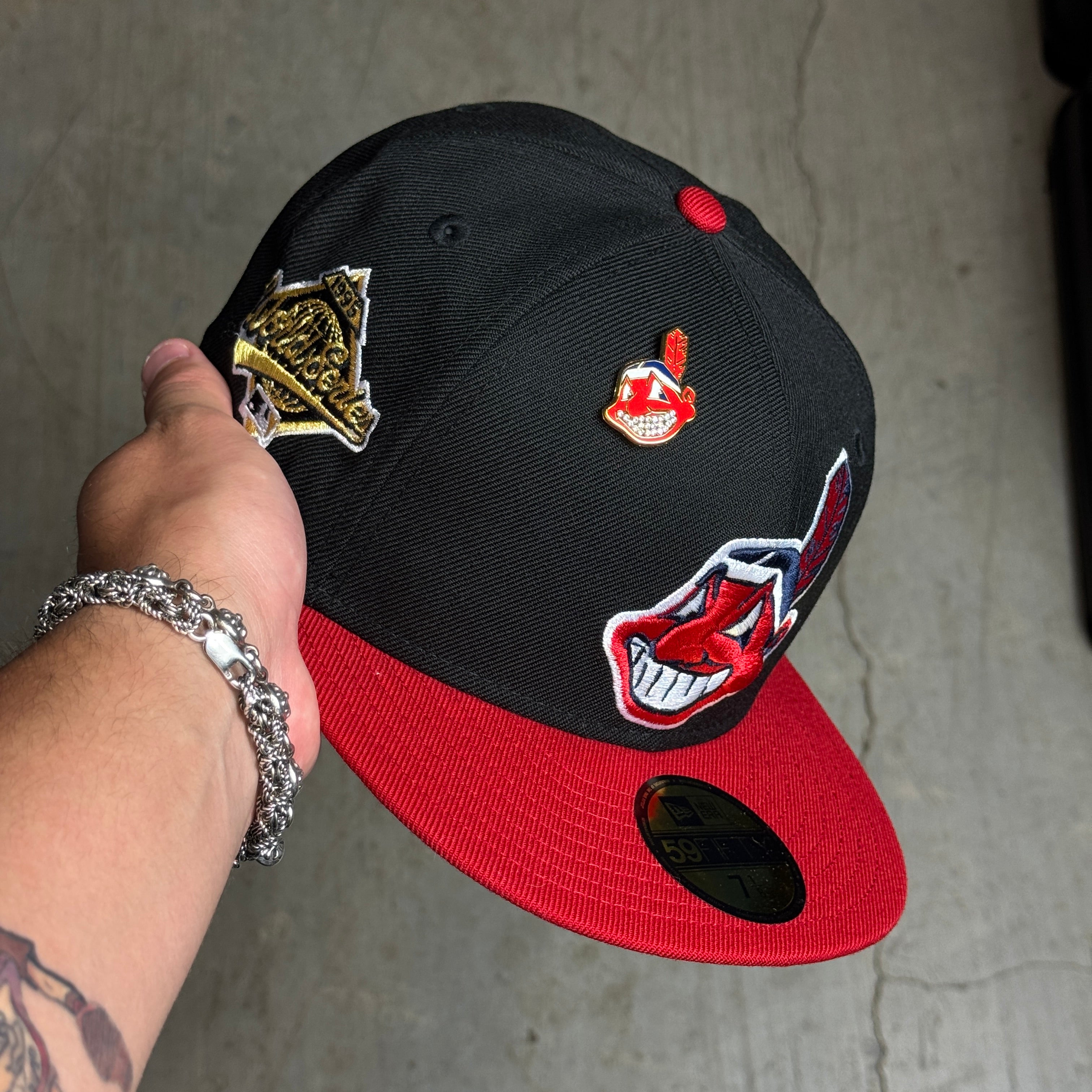 Black Red Chief Wahoo Cleveland Indians 1995 World Series 59fifty New Era Fitted Cap