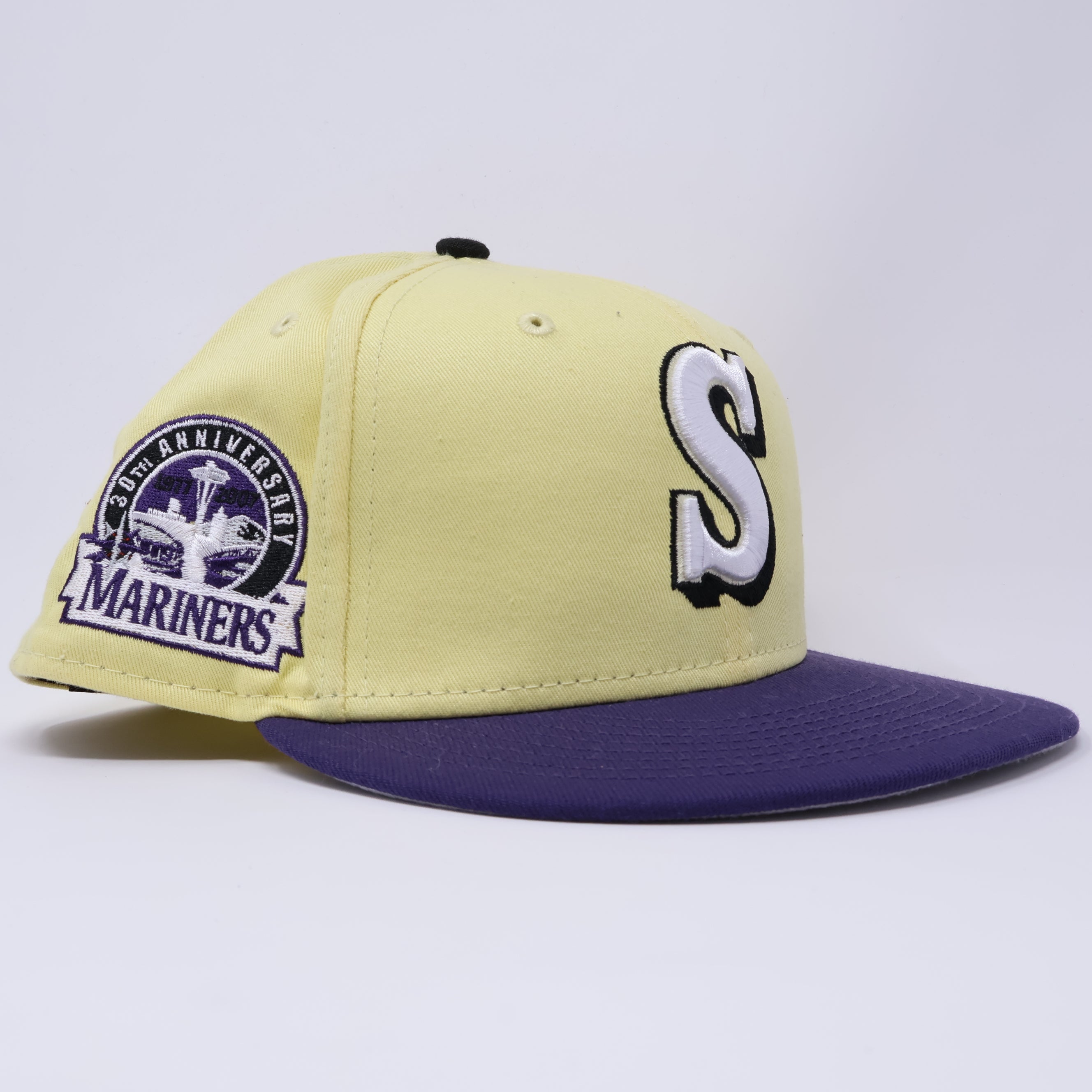 USED 3/4 Pastel Yellow Seattle Mariners 30th Anniversary 59fifty New Era Fitted Hat Cap