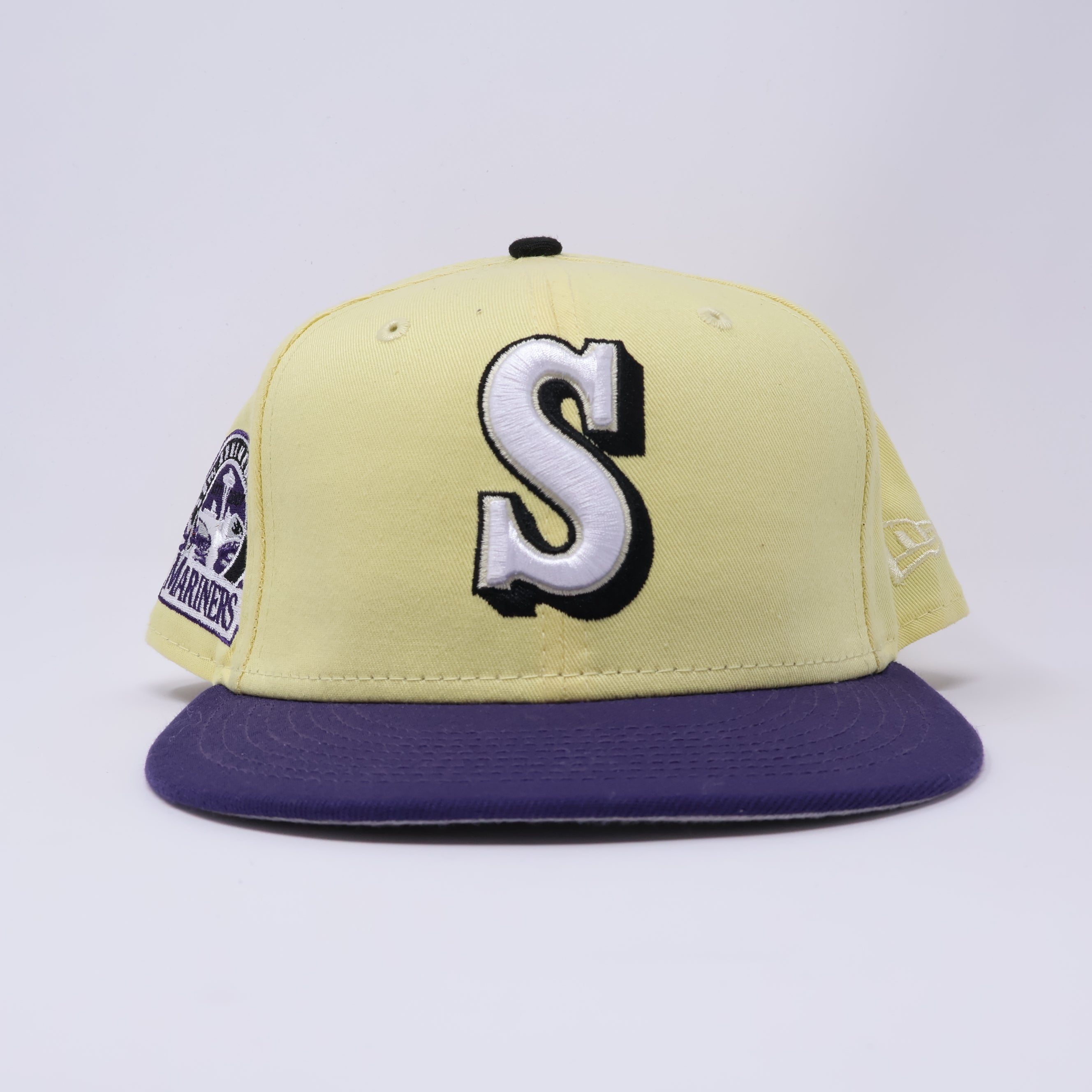 USED 3/4 Pastel Yellow Seattle Mariners 30th Anniversary 59fifty New Era Fitted Hat Cap