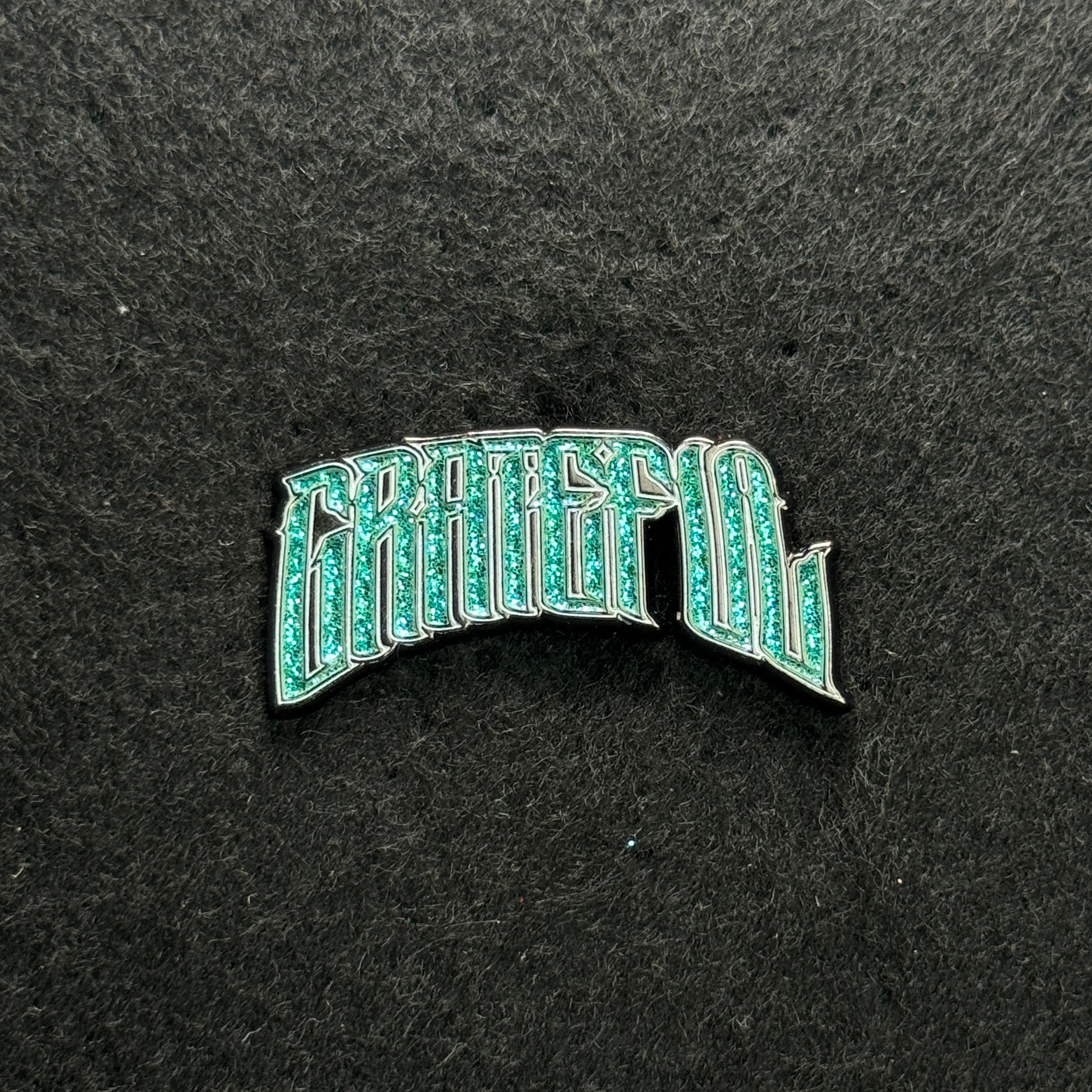 GRATEFUL Green  Script Pin