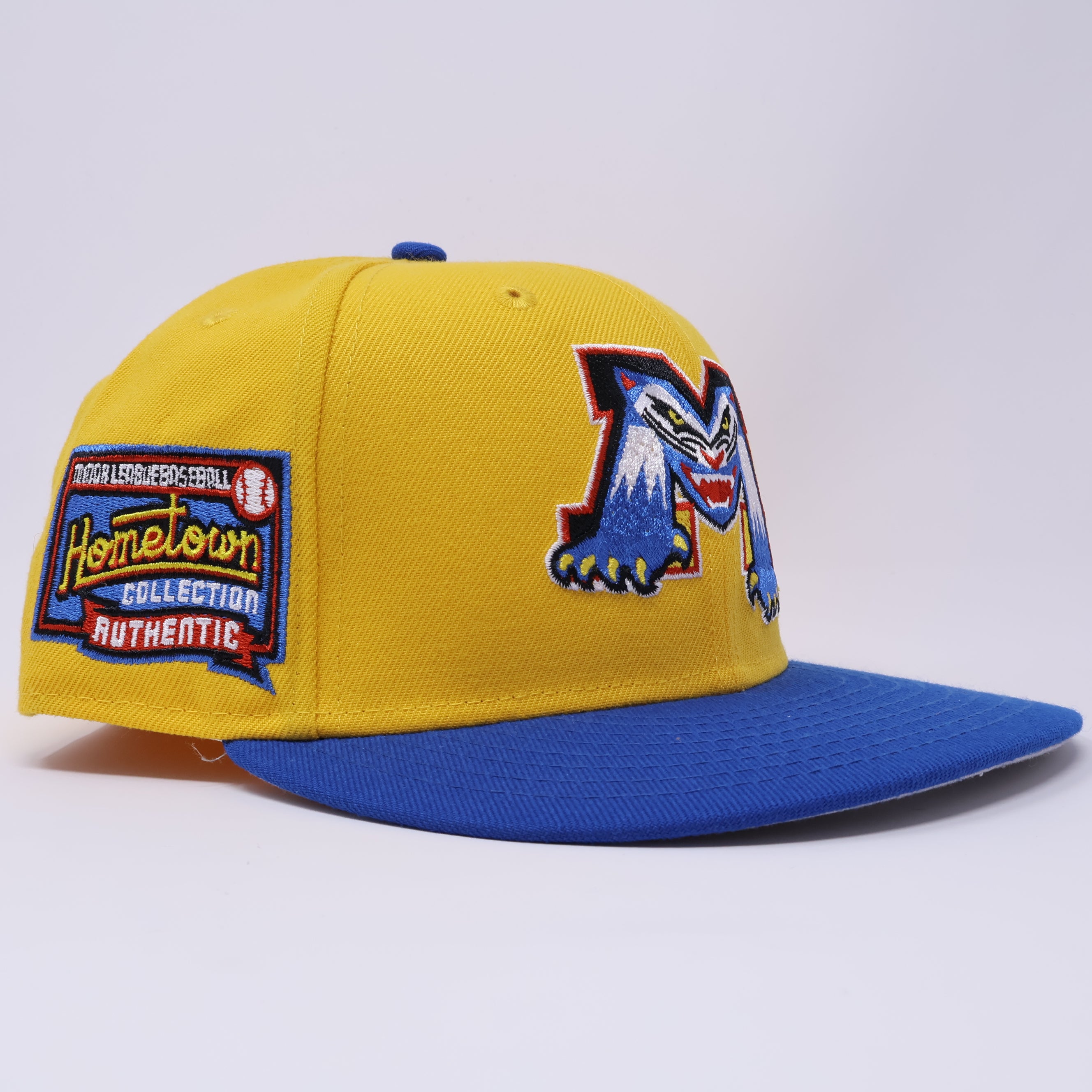 USED 1/8 Yellow Michigan Battlecats Minor League 59fifty New Era Fitted Hat Cap
