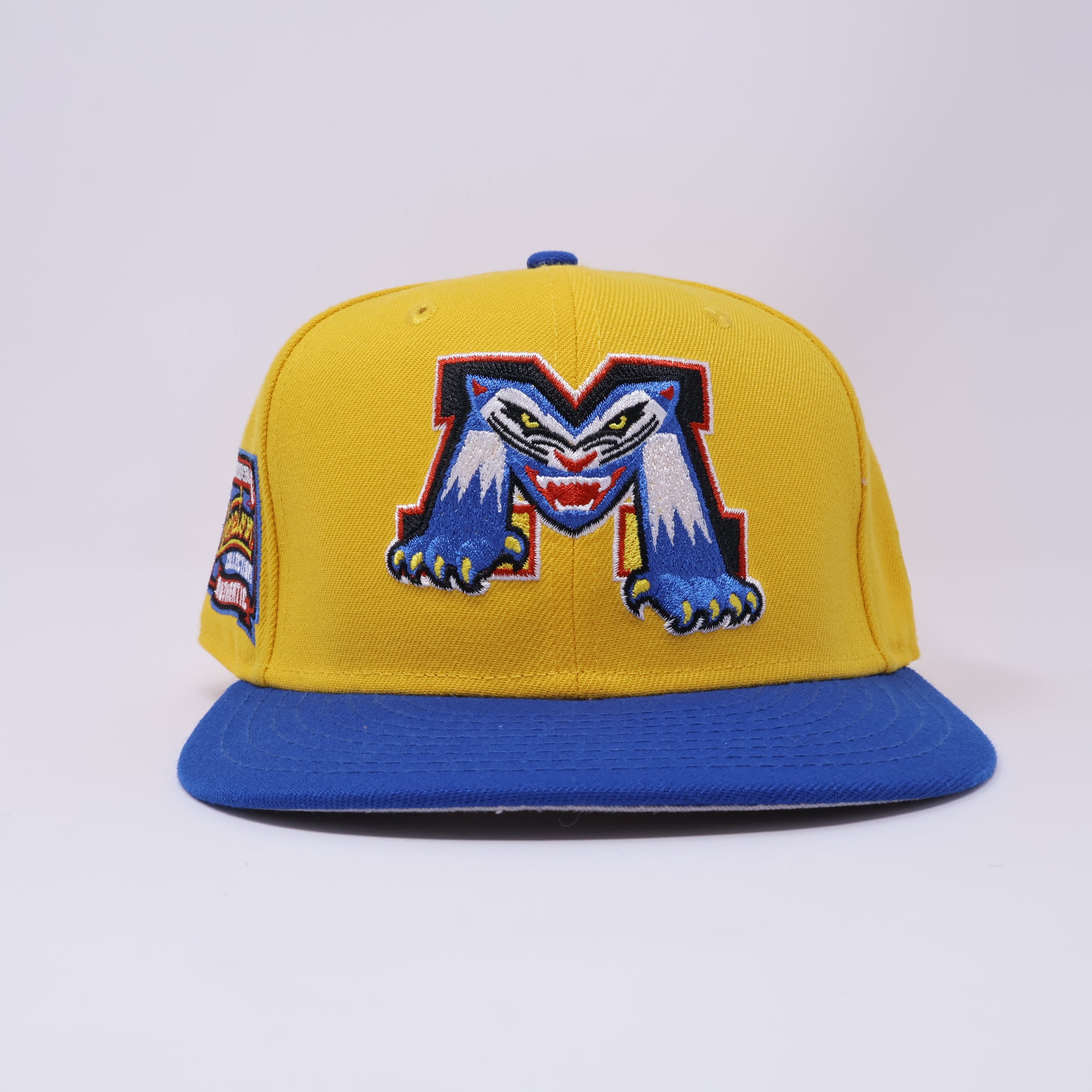 USED 1/8 Yellow Michigan Battlecats Minor League 59fifty New Era Fitted Hat Cap
