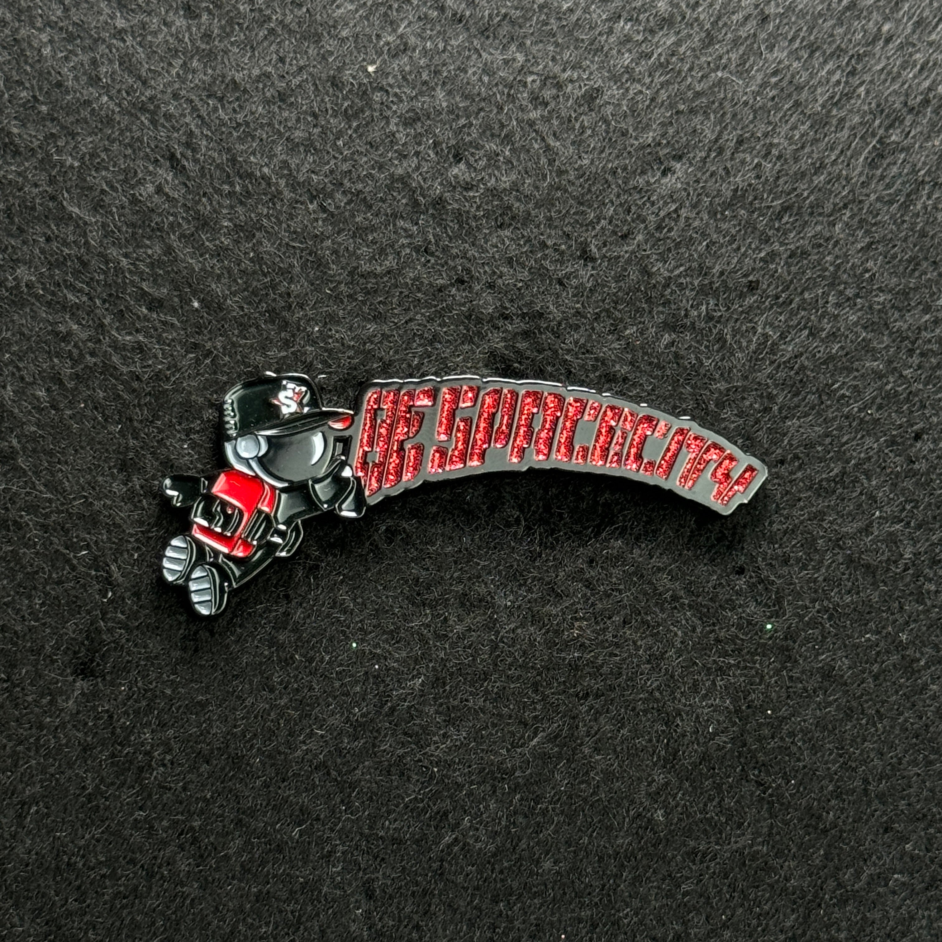 Black/Red Spacecity Brims "BE SPACECITY" Script Pin