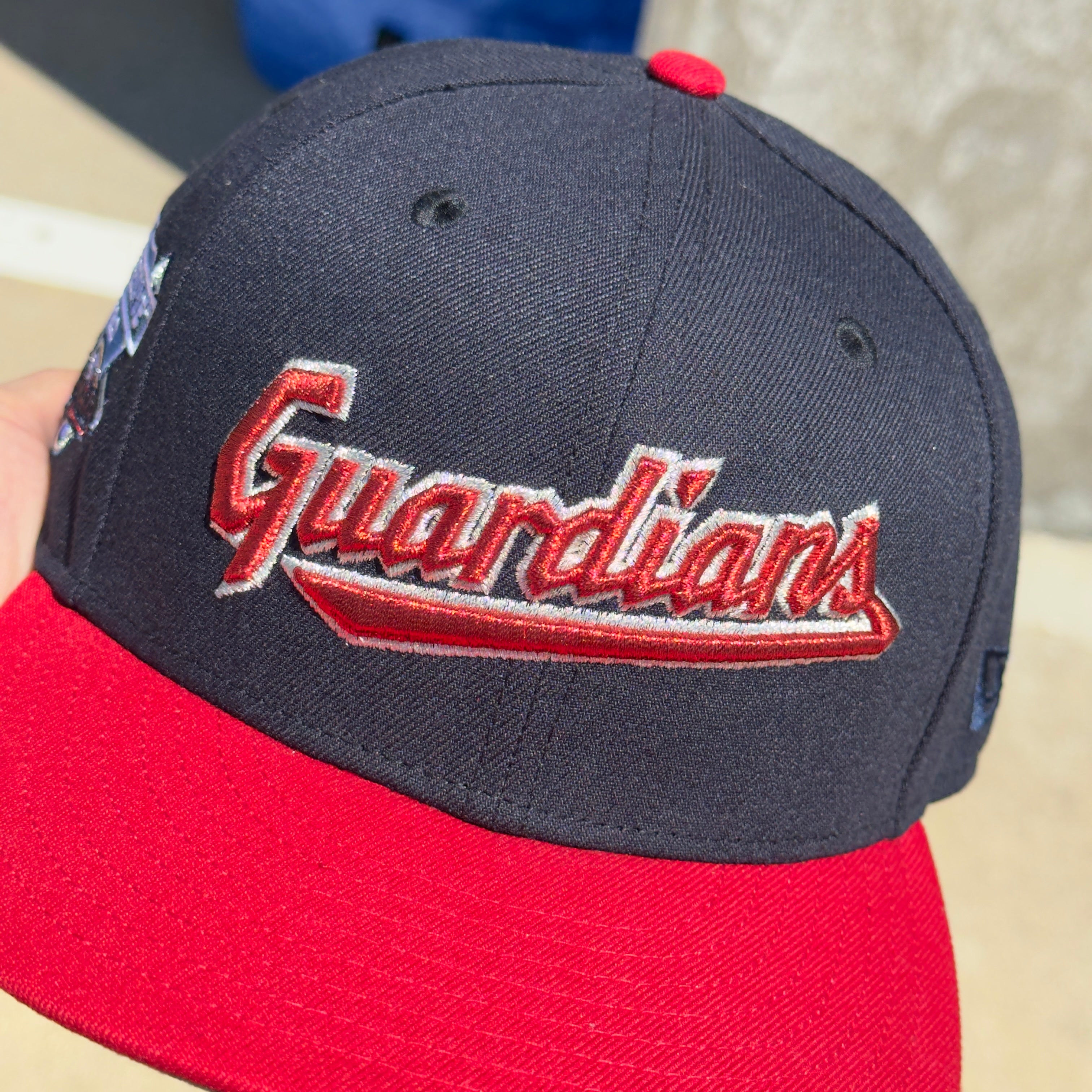 5/8 USED Navy Cleveland Guardians Indians Progressive 59fifty New Era Fitted Hat Cap