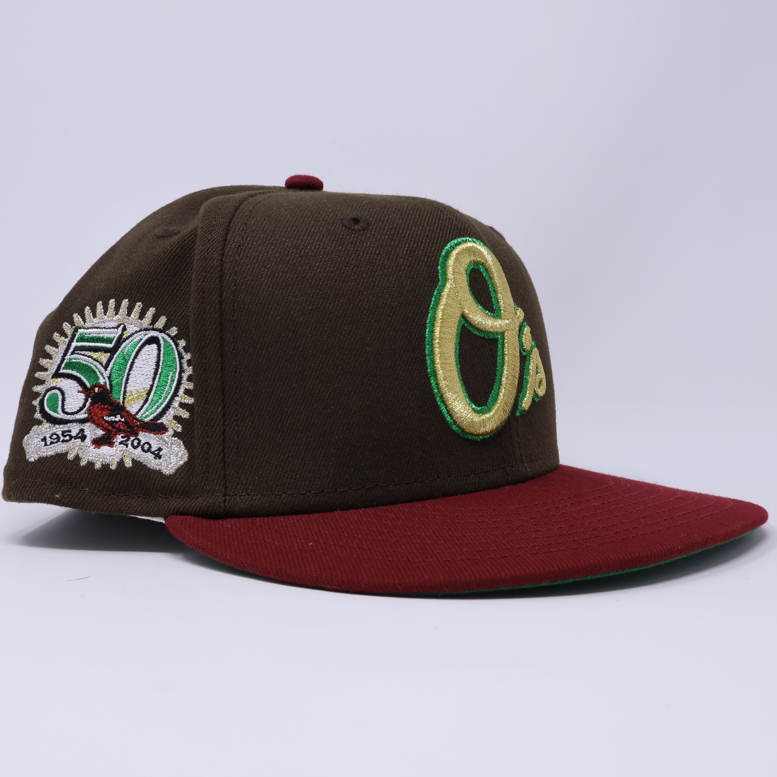USED 5/8 Brown Baltimore Orioles 50th Anniversary 59fifty New Era Fitted Hat Cap