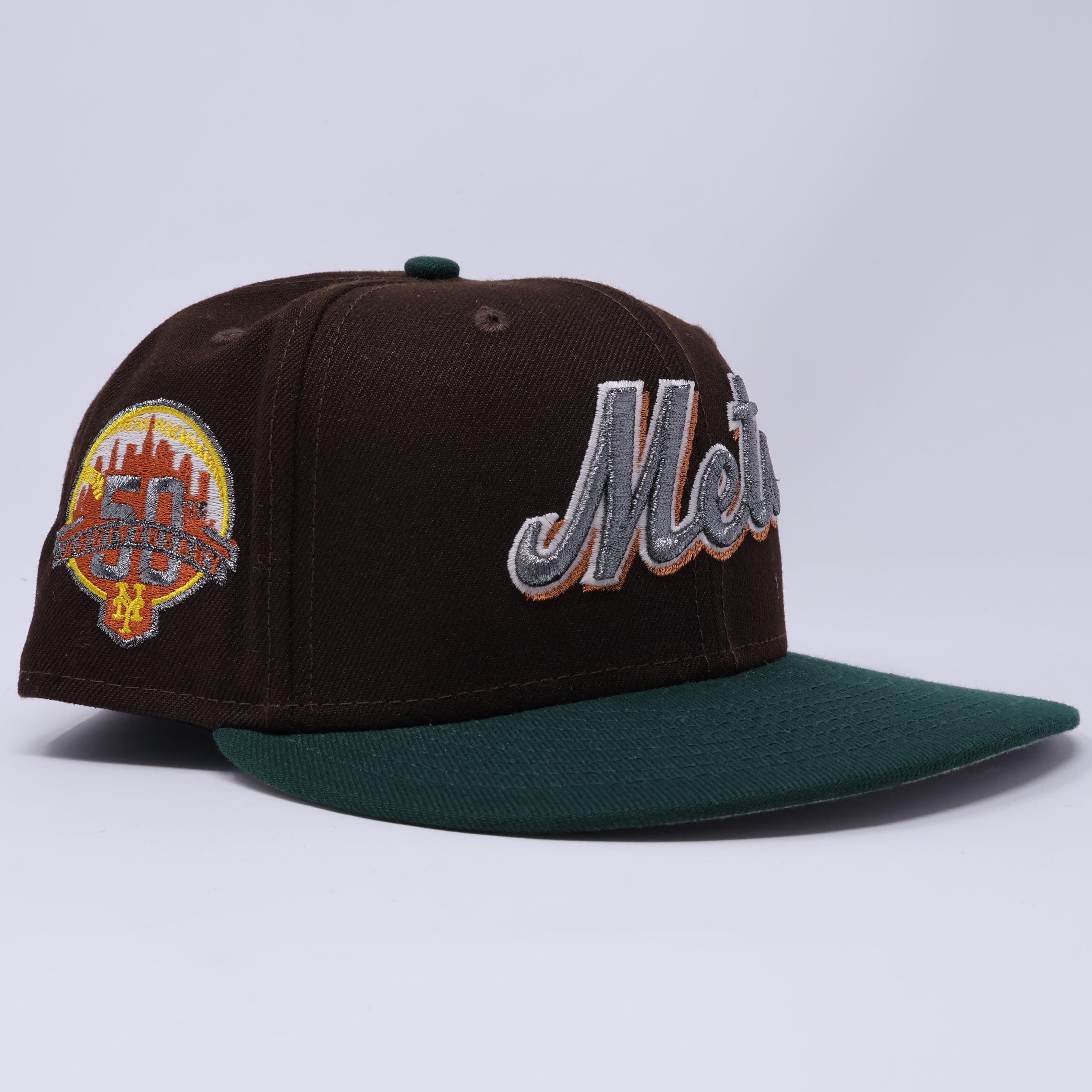 USED 1/8 Brown New York Mets 50th Anniversary 59fifty New Era Fitted Hat Cap