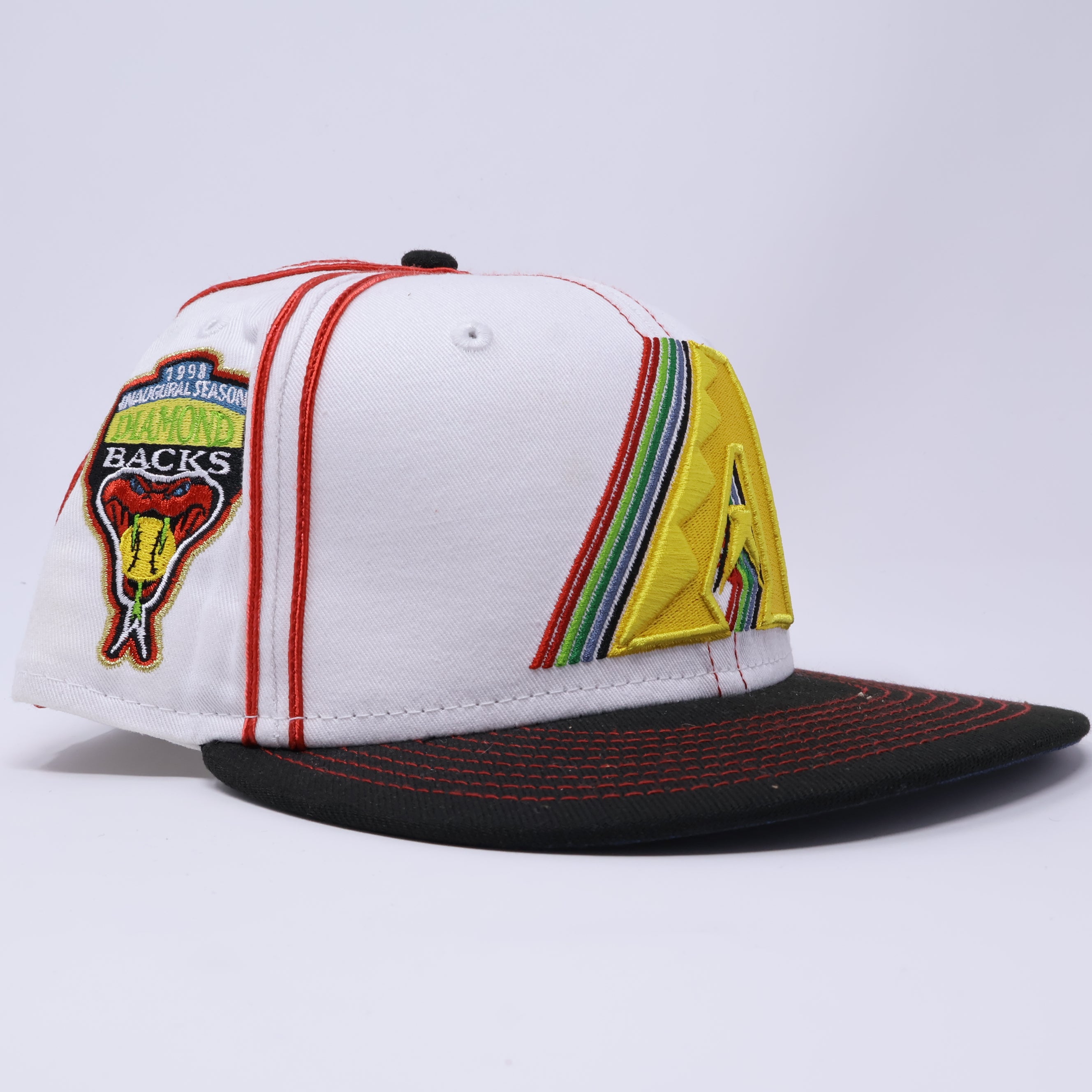 USED 1/8 White Arizona Diamondbacks 1998 Inaugural Season 59fifty New Era Fitted Hat Cap
