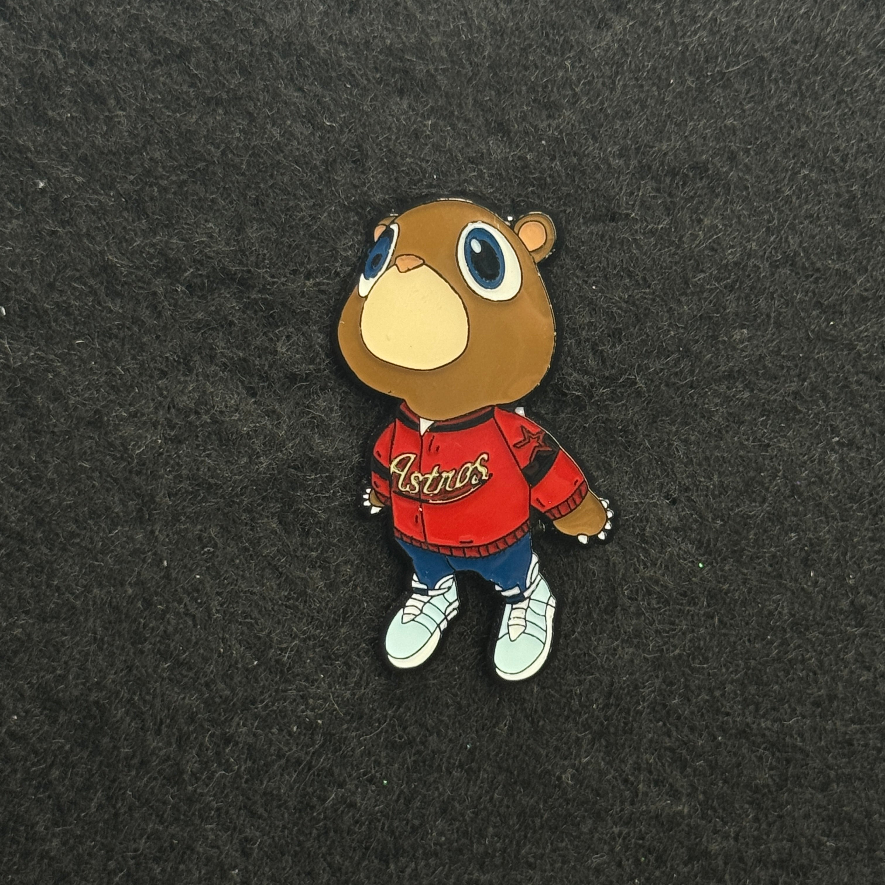 Kanye Bear Brick Red Houston Astros Graphic Pin