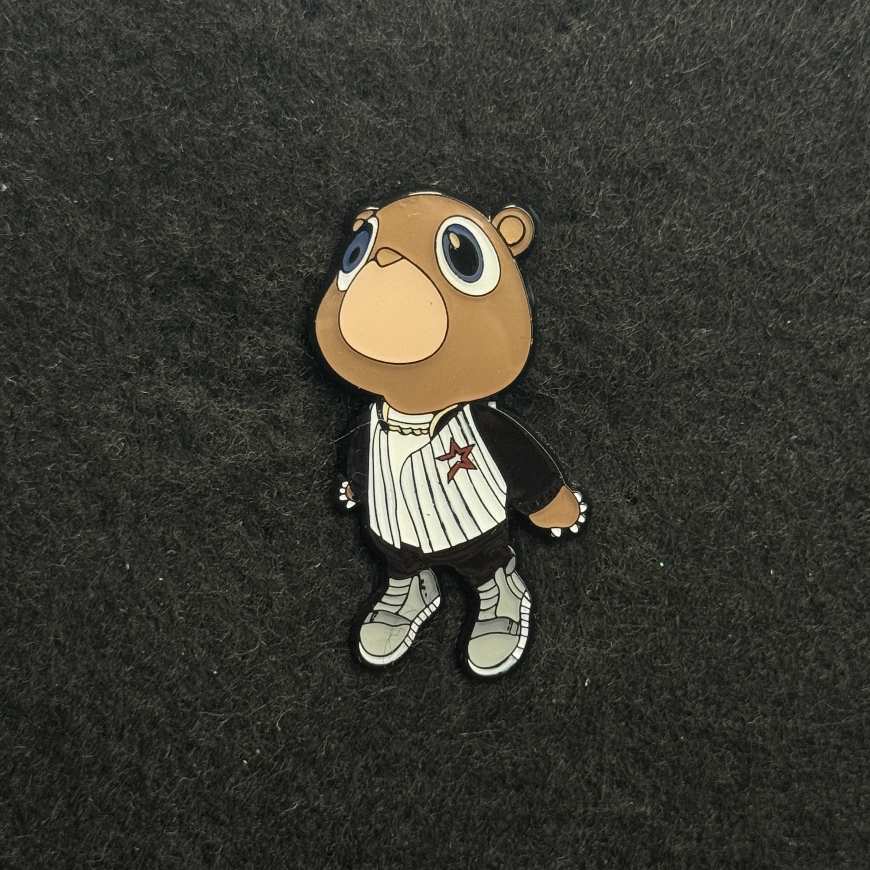 Kanye Bear Pinstripe Astros Graphic Pin