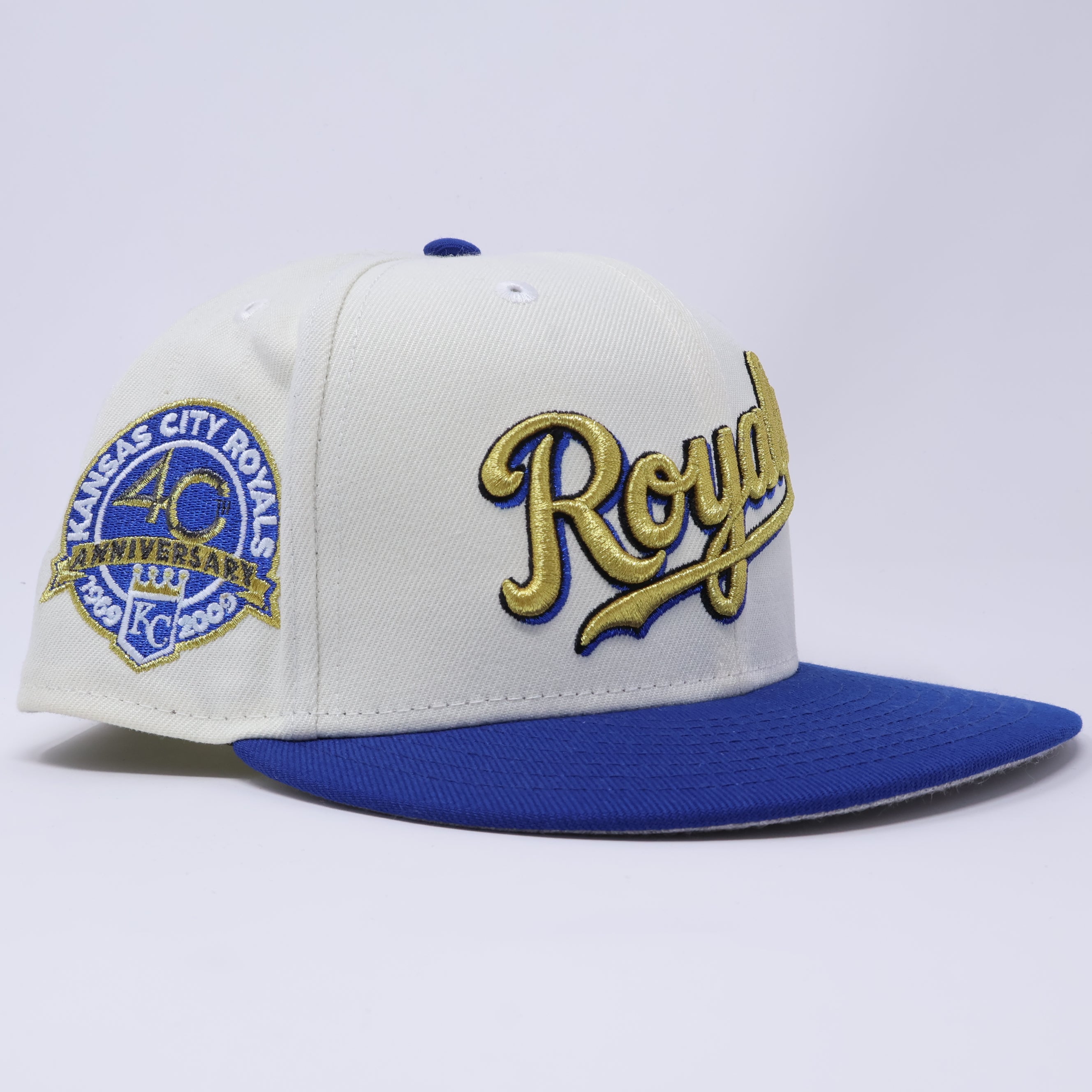 USED 5/8 Chrome Kansas City Royals 40th Anniversary 59fifty New Era Fitted Hat Cap