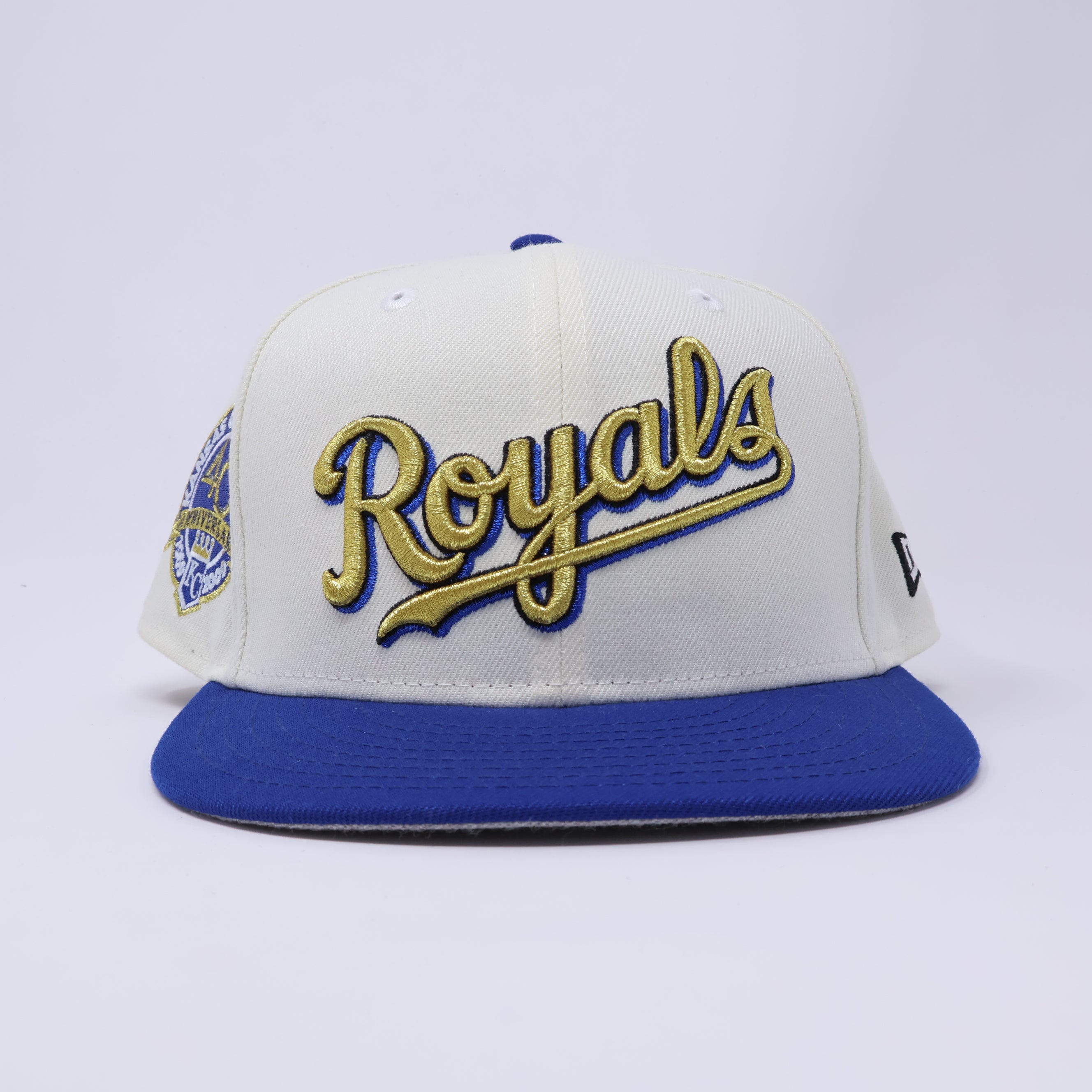 USED 5/8 Chrome Kansas City Royals 40th Anniversary 59fifty New Era Fitted Hat Cap