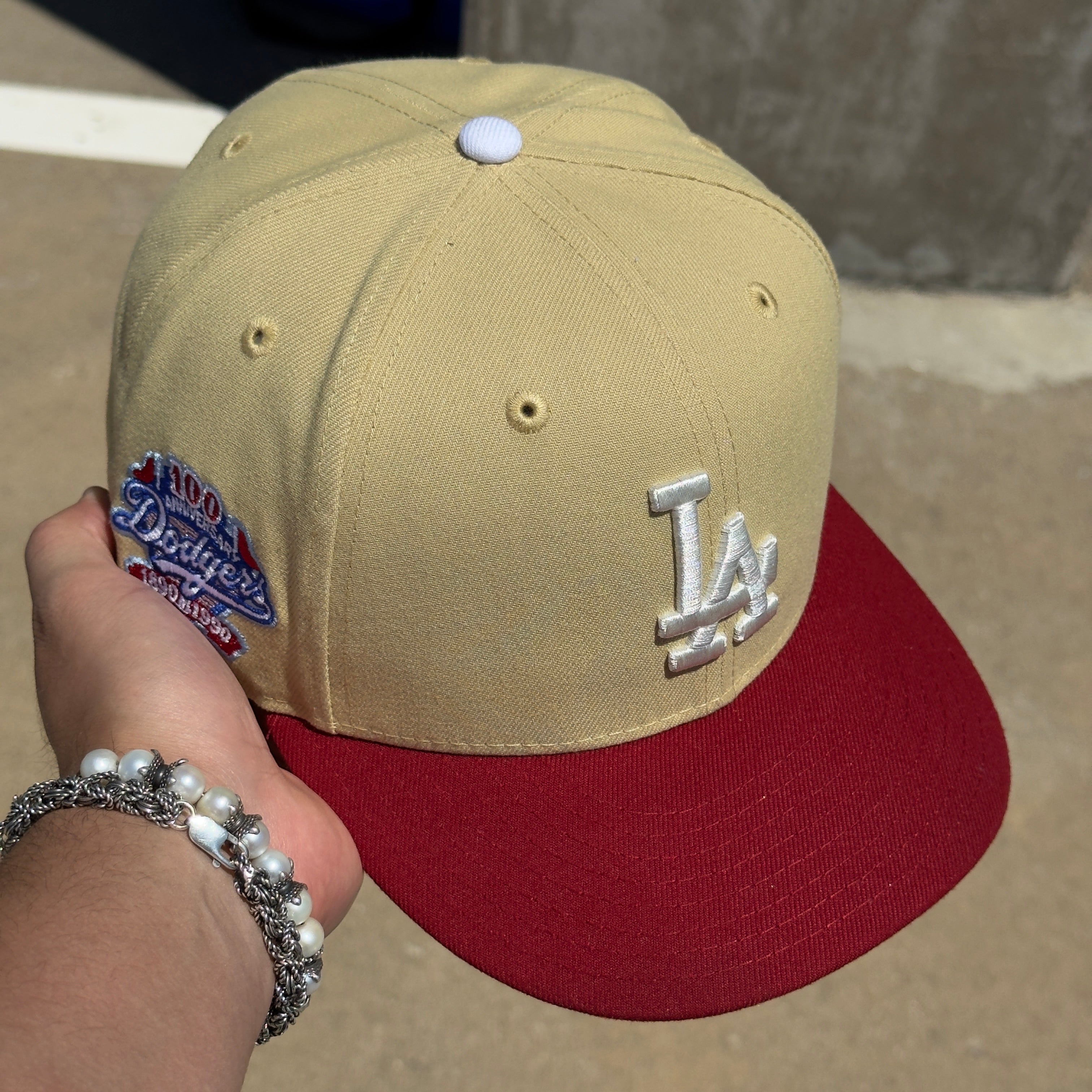 5/8 USED Gold Los Angeles 100 Years anniversary 59fifty New Era Fitted Hat Cap