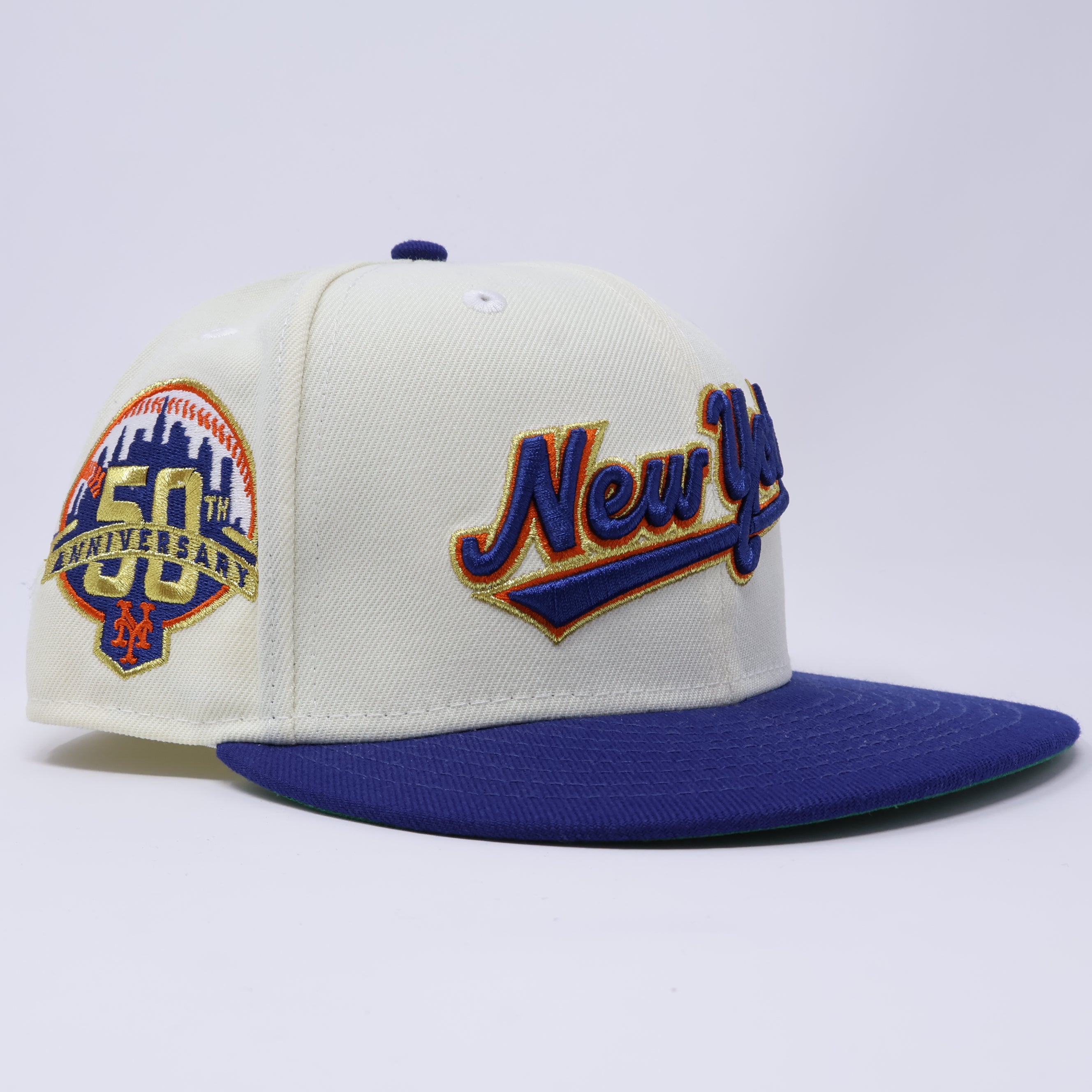 USED 1/8 Chrome New York Mets 50th Anniversary 59fifty New Era Fitted Hat Cap