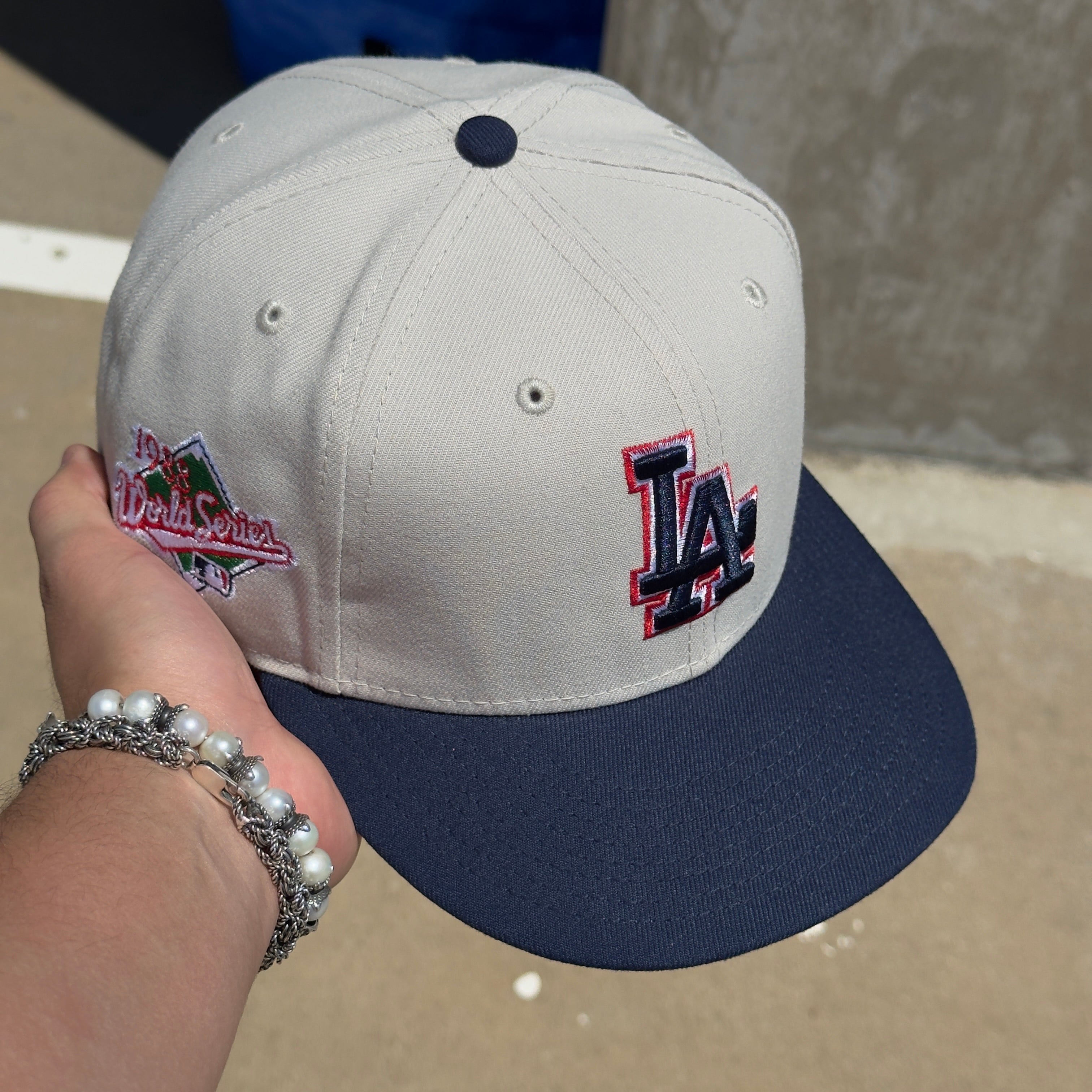 5/8 USED Stone Los Angeles Dodgers 1988 World Series 59fifty New Era Fitted Hat Cap