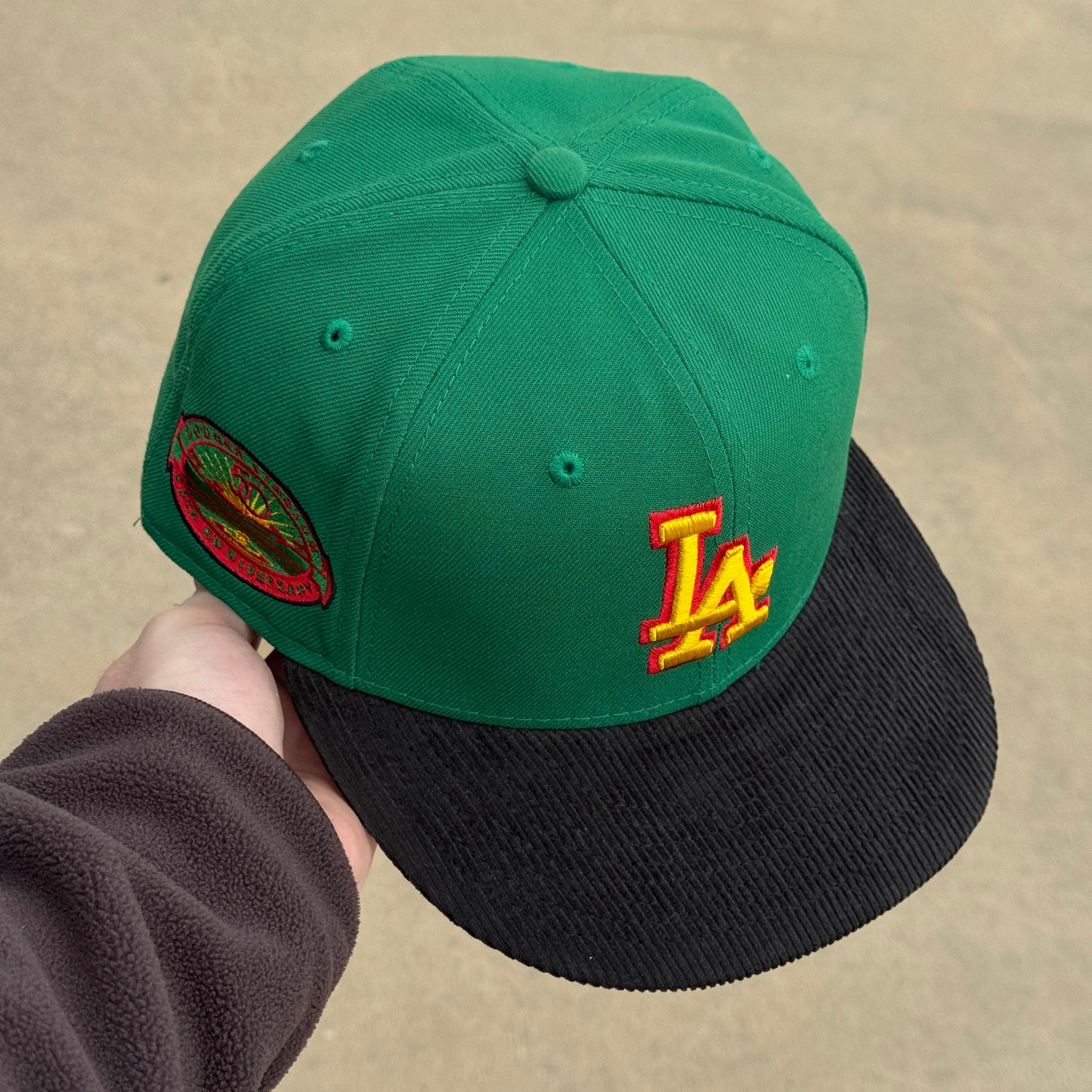 USED 1/2 Green Los Angeles Dodgers 50th Anniversary 59fifty New Era Fitted Hat Cap