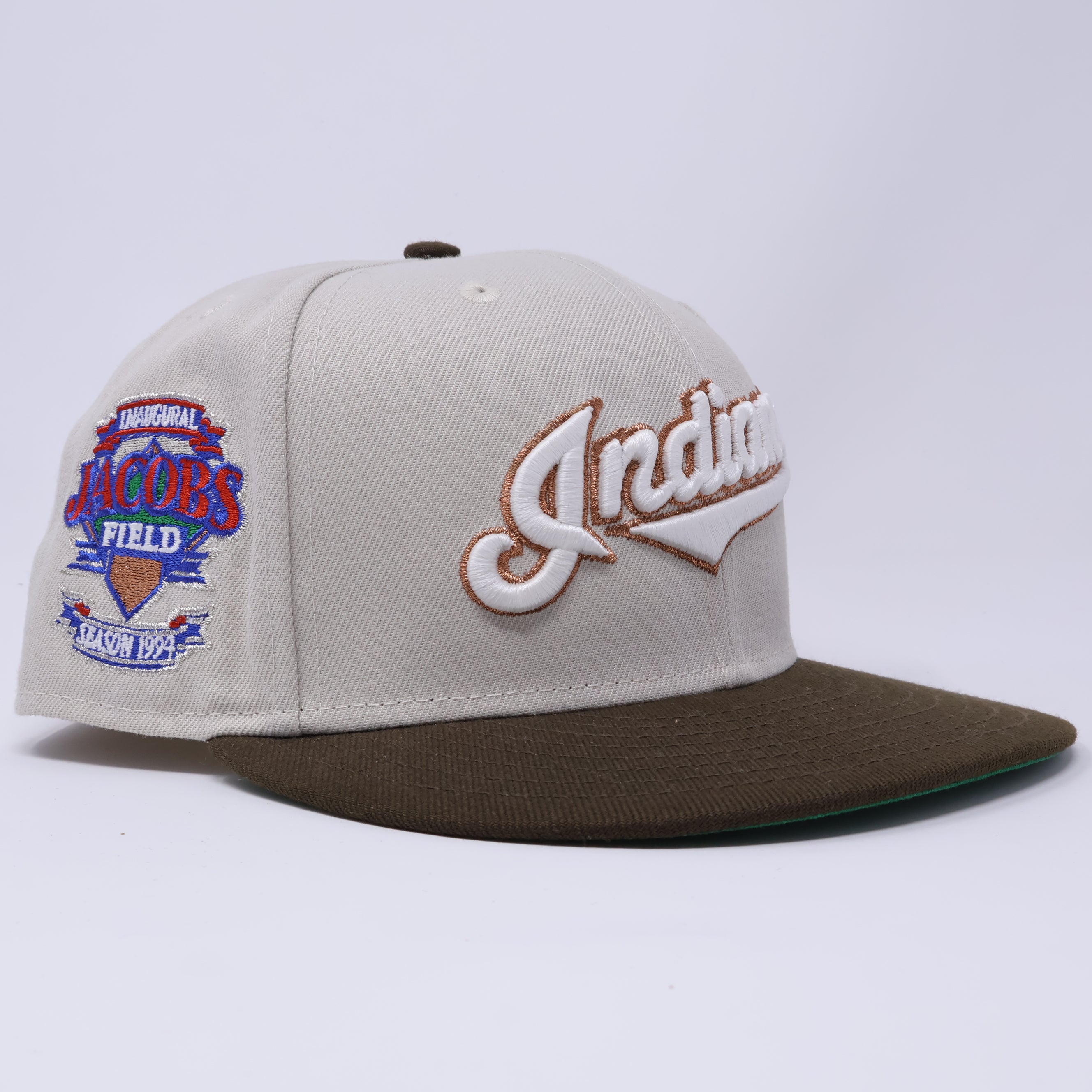 USED 5/8 Stone Cleveland Indians Jacobs Field 59fifty New Era Fitted Hat Cap
