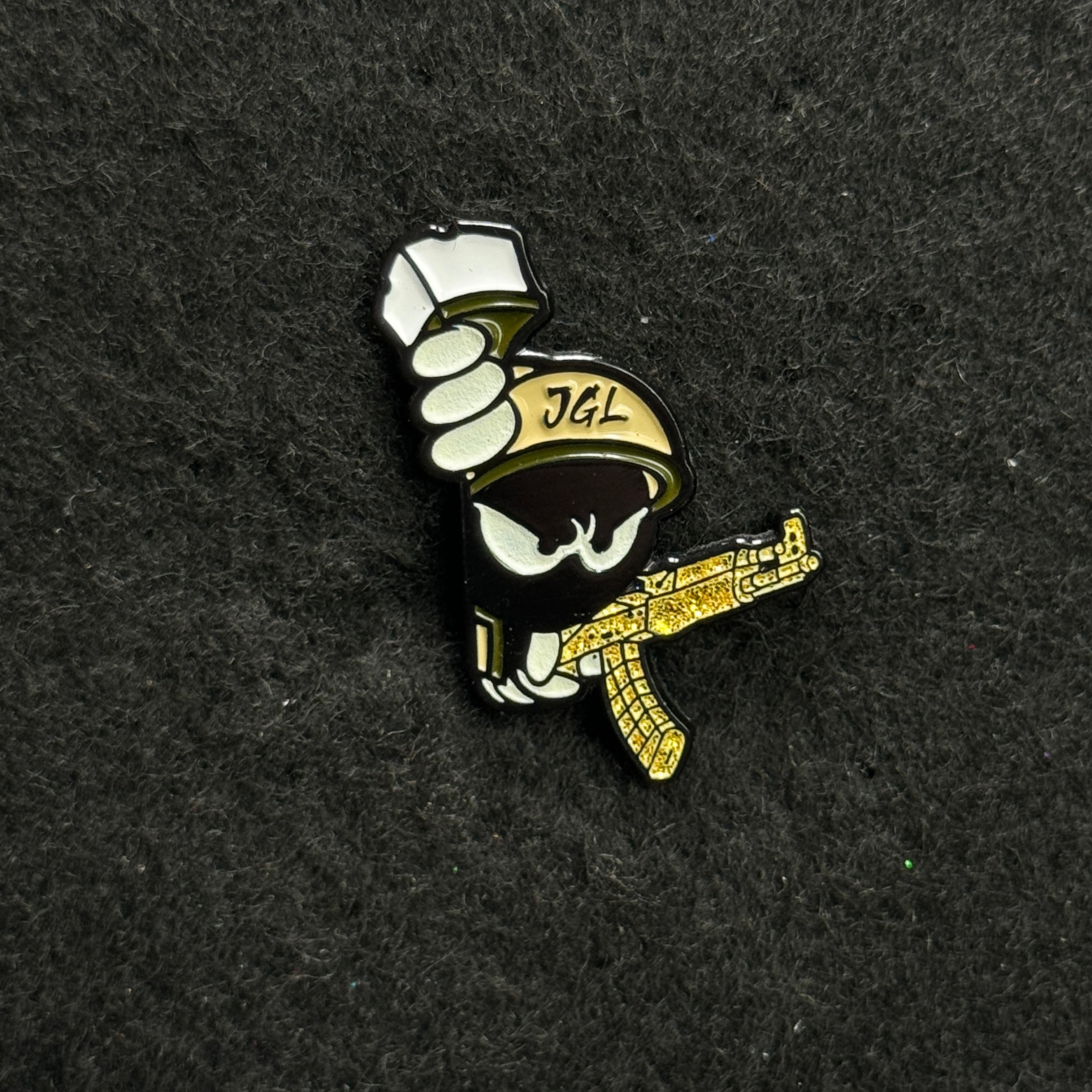 Khaki Cap Gold AK-47 Marvin the Martian Peeker Pin (GITD)