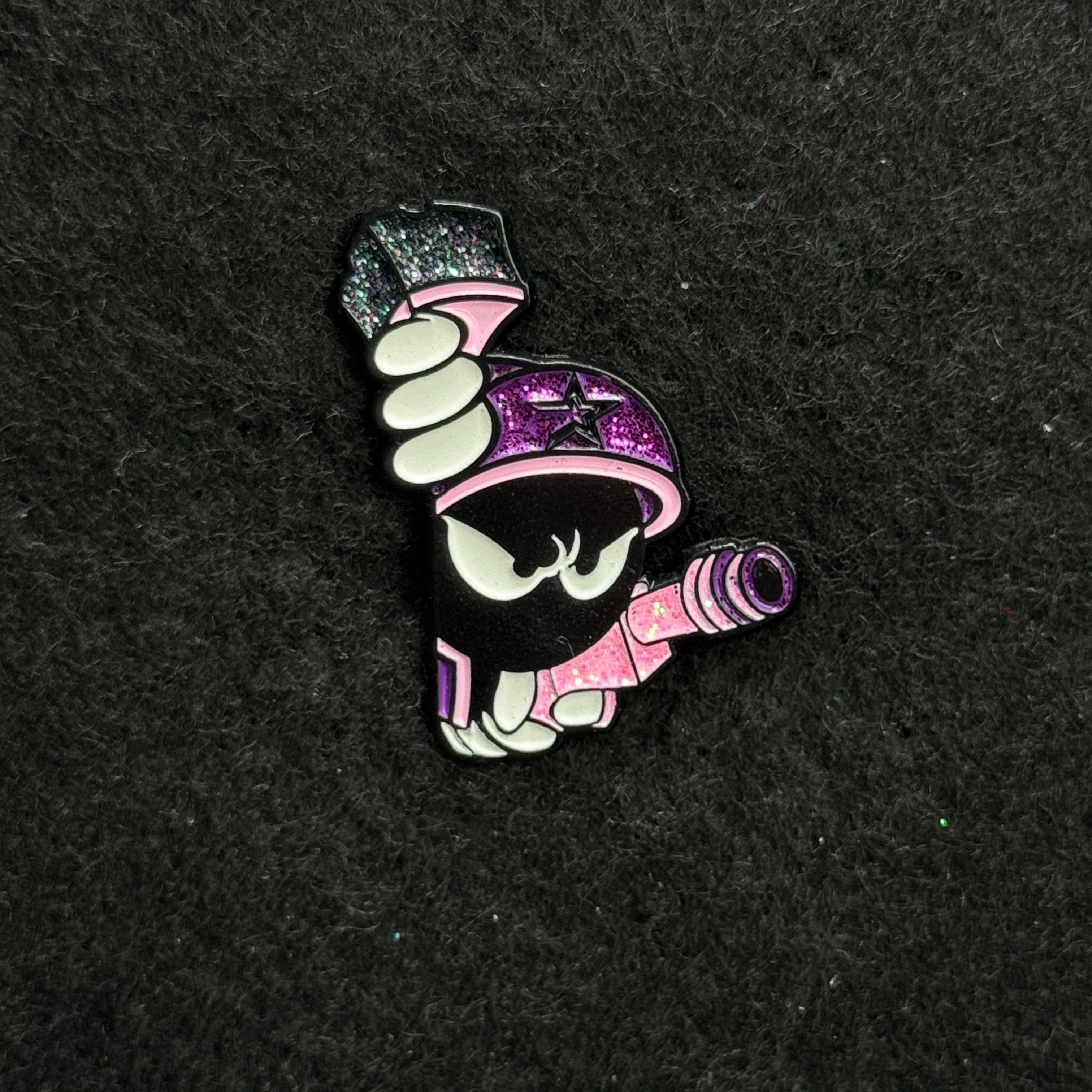 Purple/Pink Glitter Marvin the Martian Peeker Pin (GITD)