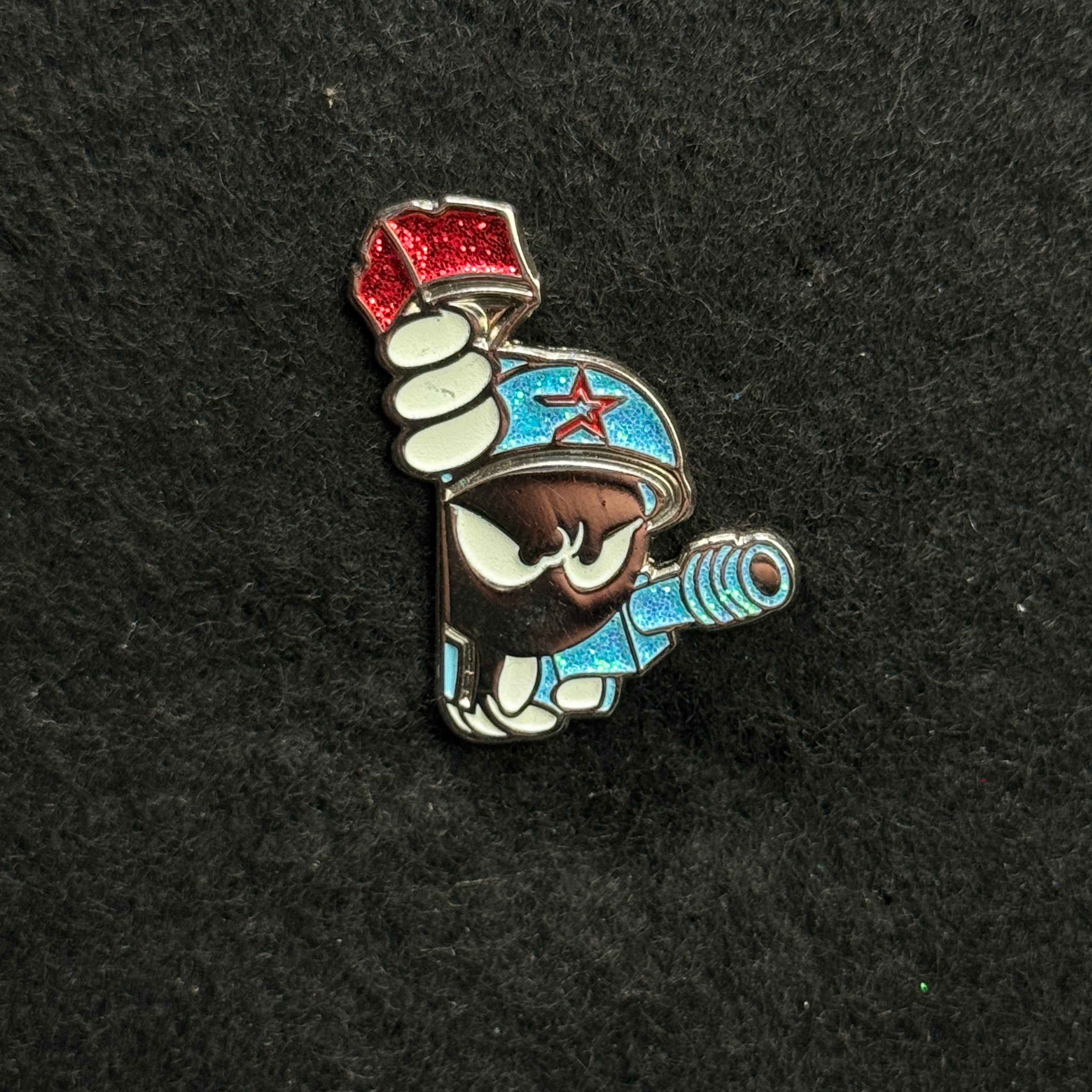 Turquoise Glitter Marvin the Martian Peeker Pin (GITD)