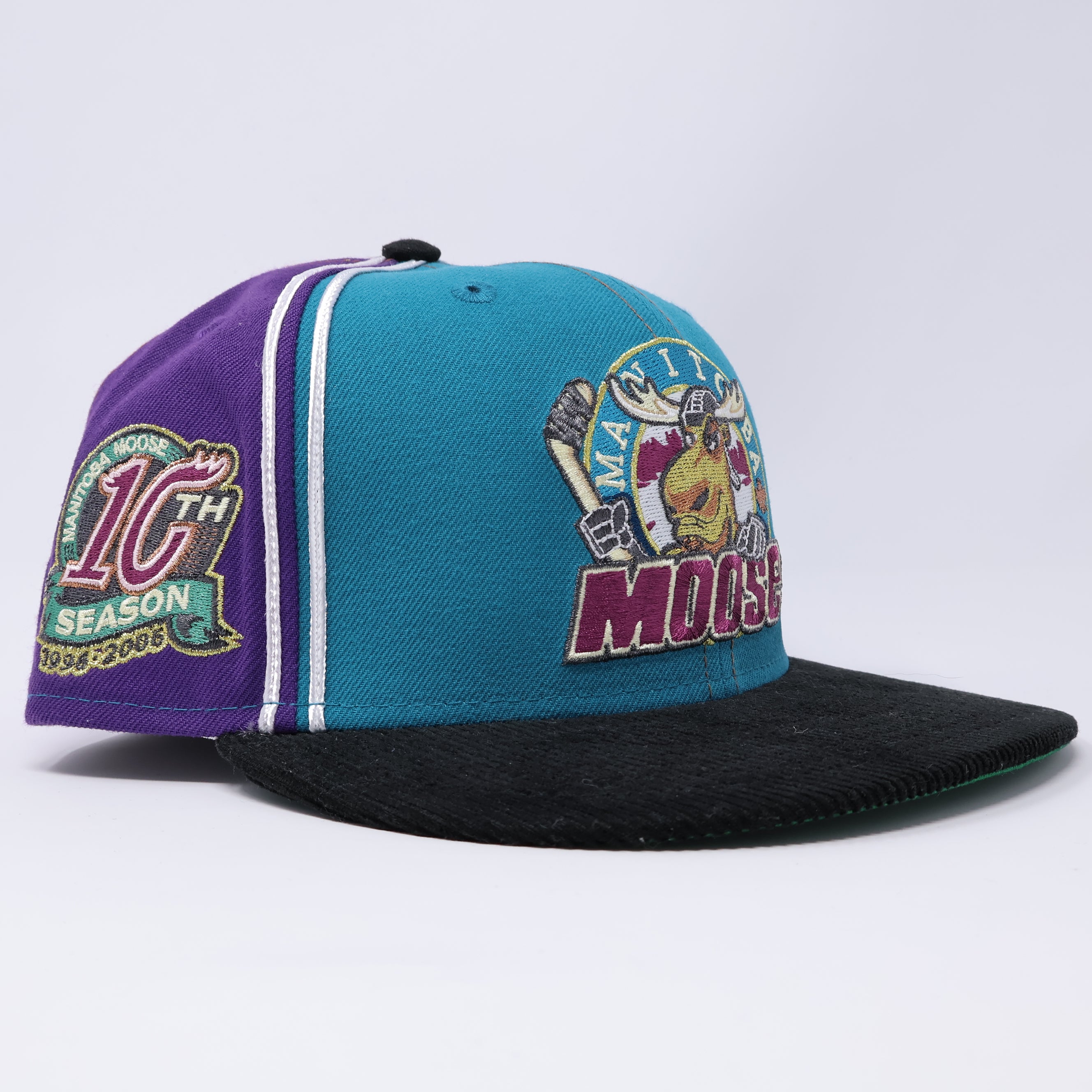 USED 1/8 Multicolor Manitoba Moose 10th Season AHL 59fifty New Era Fitted Hat Cap