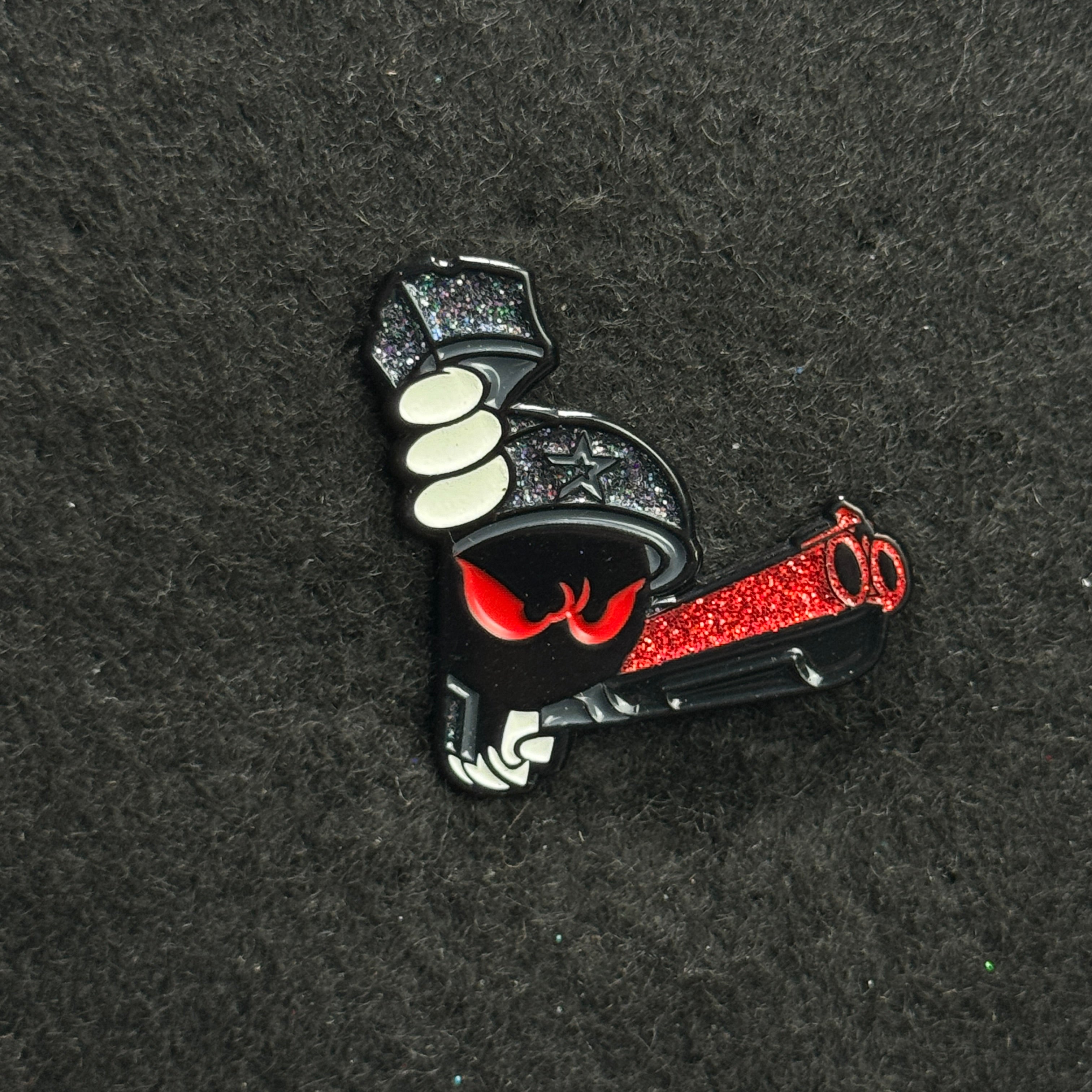 Black and Red Shotgun Marvin the Martian Peeker Pin (GITD)