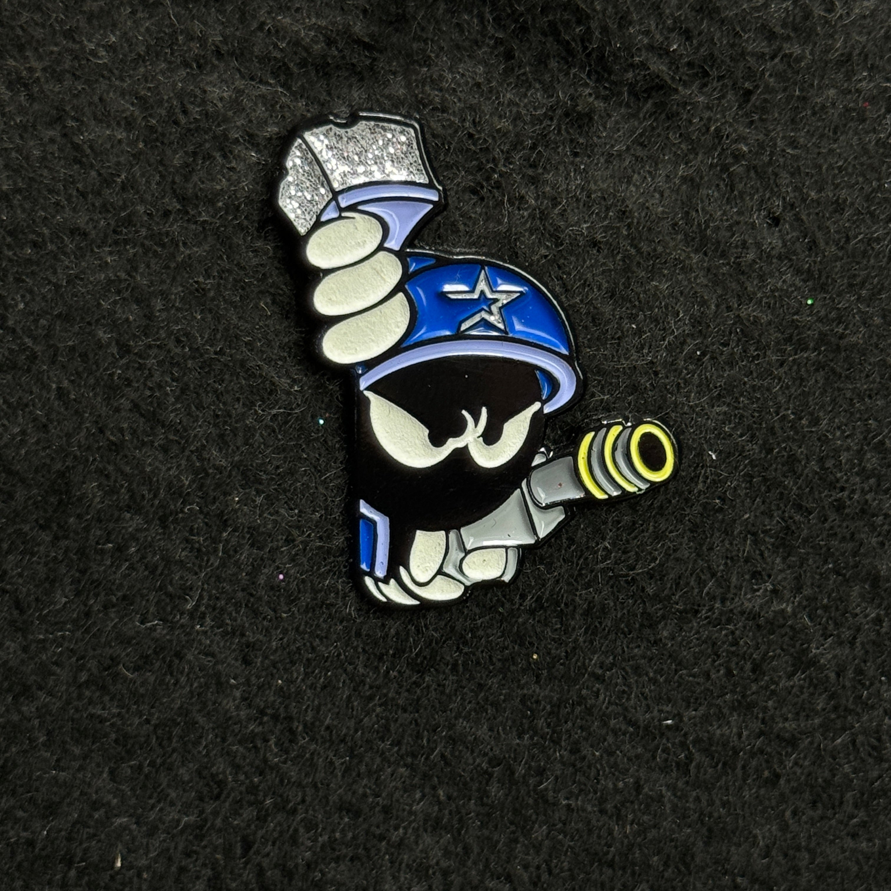 Blue Glitter Marvin the Martian Peeker Pin (GITD)