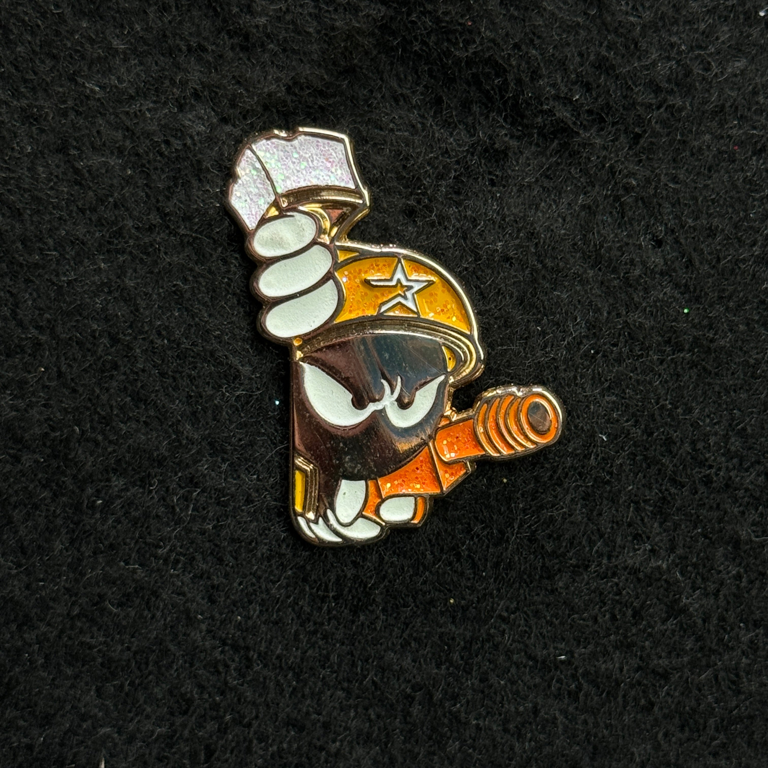 Orange Glitter Marvin the Martian Peeker Pin (GITD)