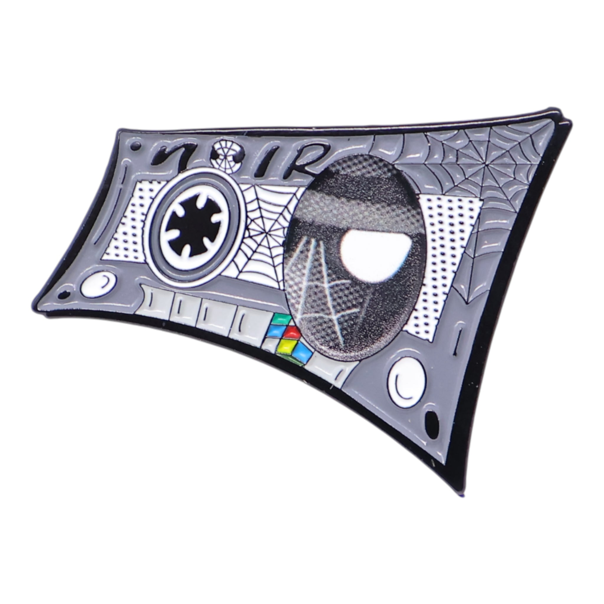 Noir Spider Man Cassette Tape Graphic Pin