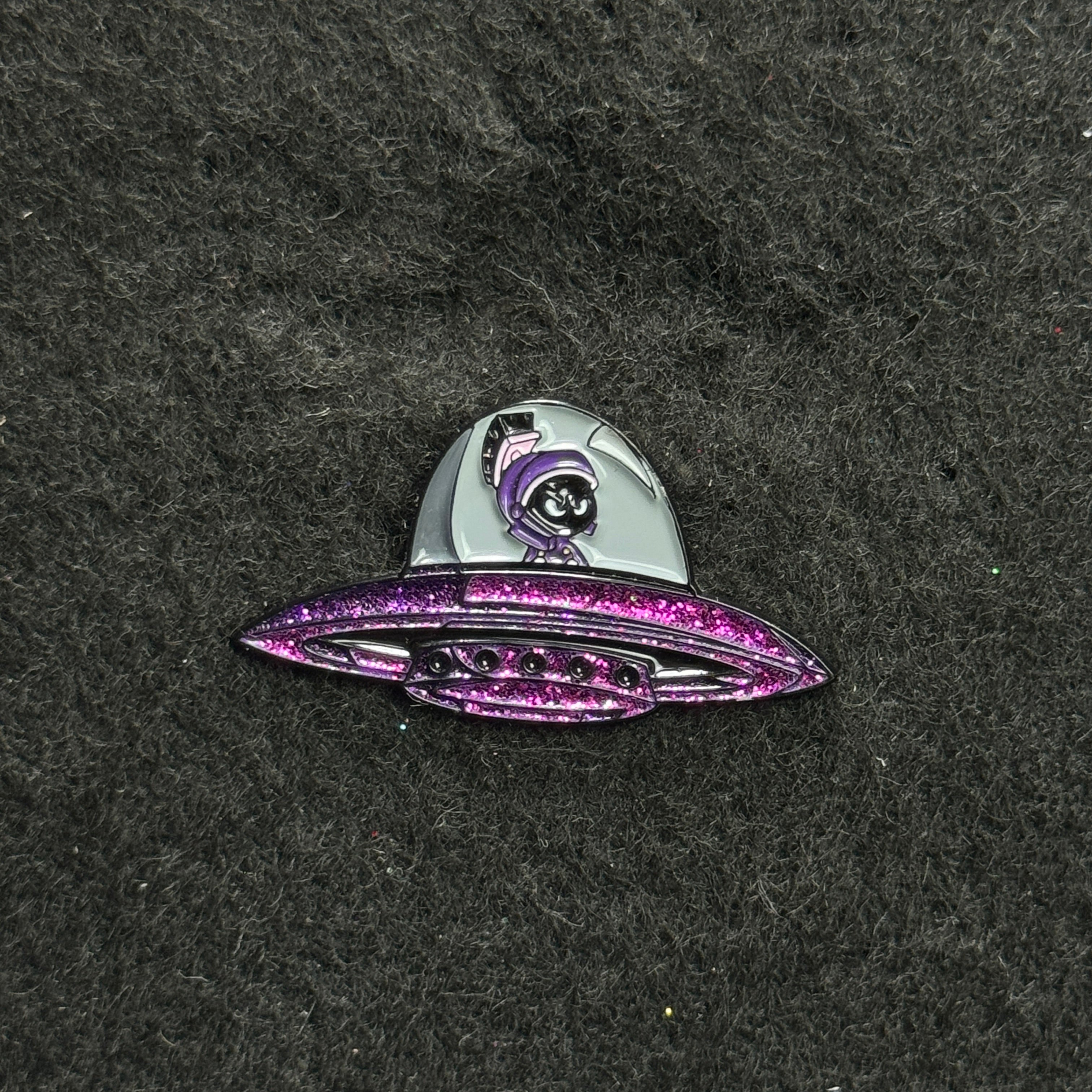 Marvin the Martian UFO Purple Graphic Pin