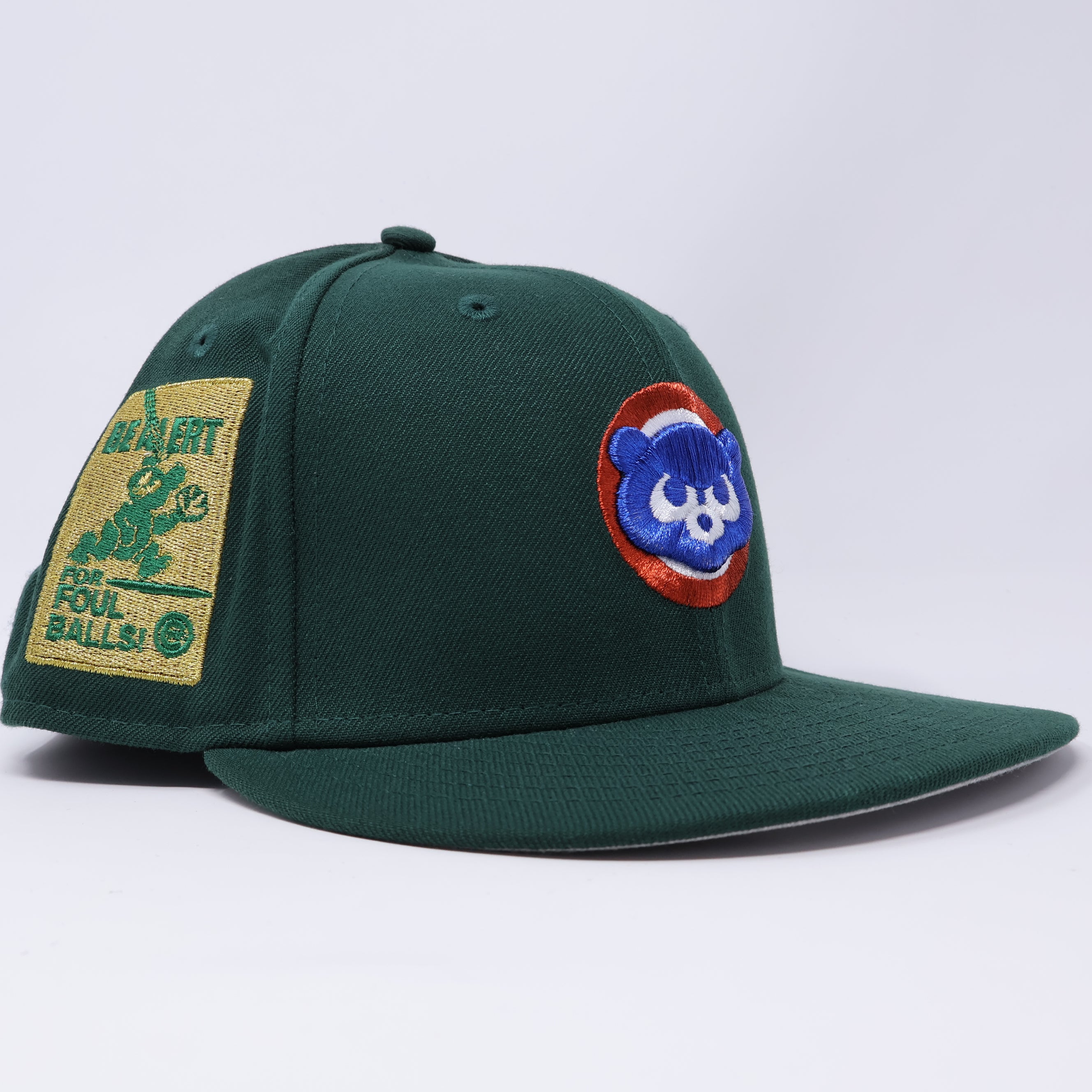 USED 5/8 Green Chicago Cubs Four Foul Balls 59fifty New Era Fitted Hat Cap