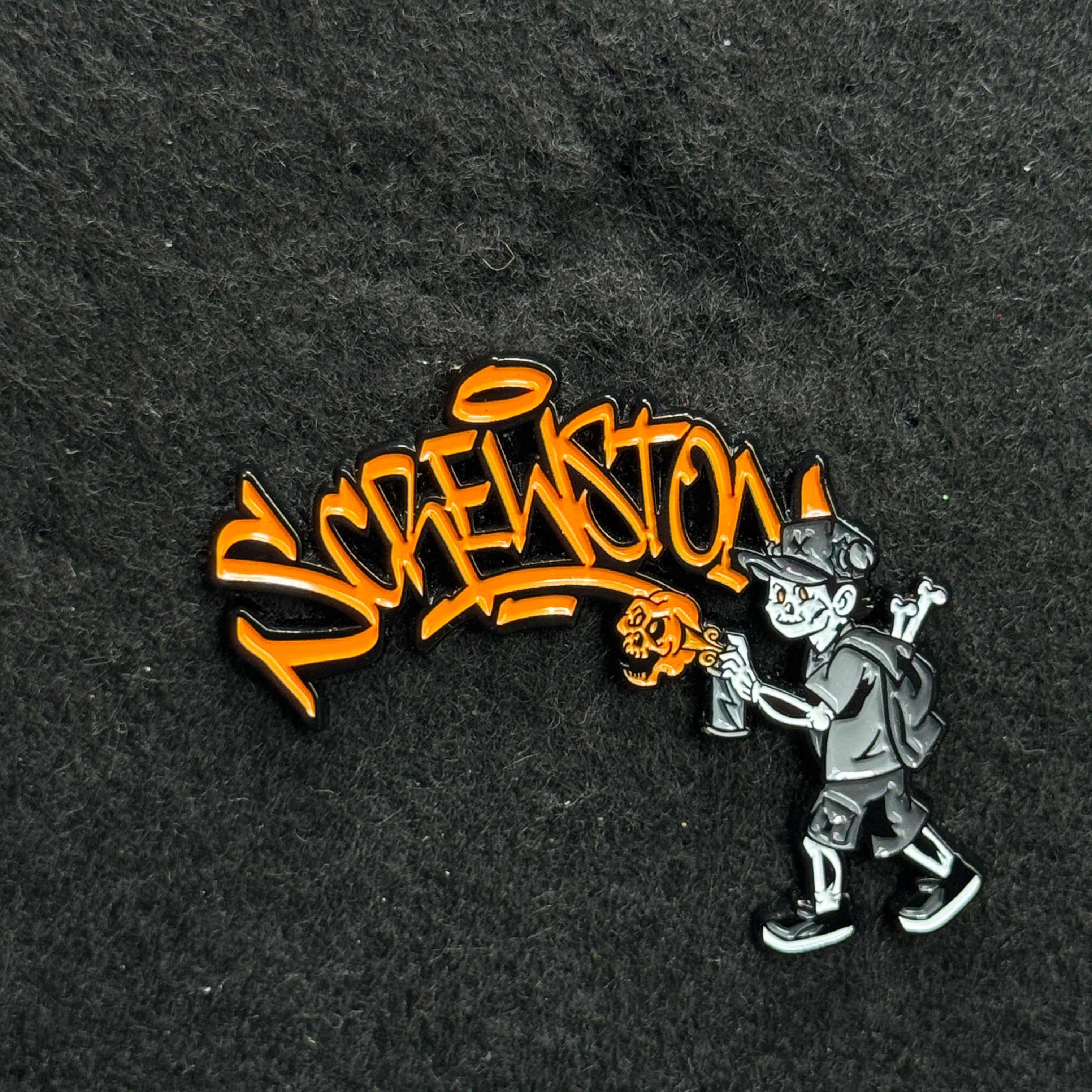 Screwston Spray Paint Graphic Pin