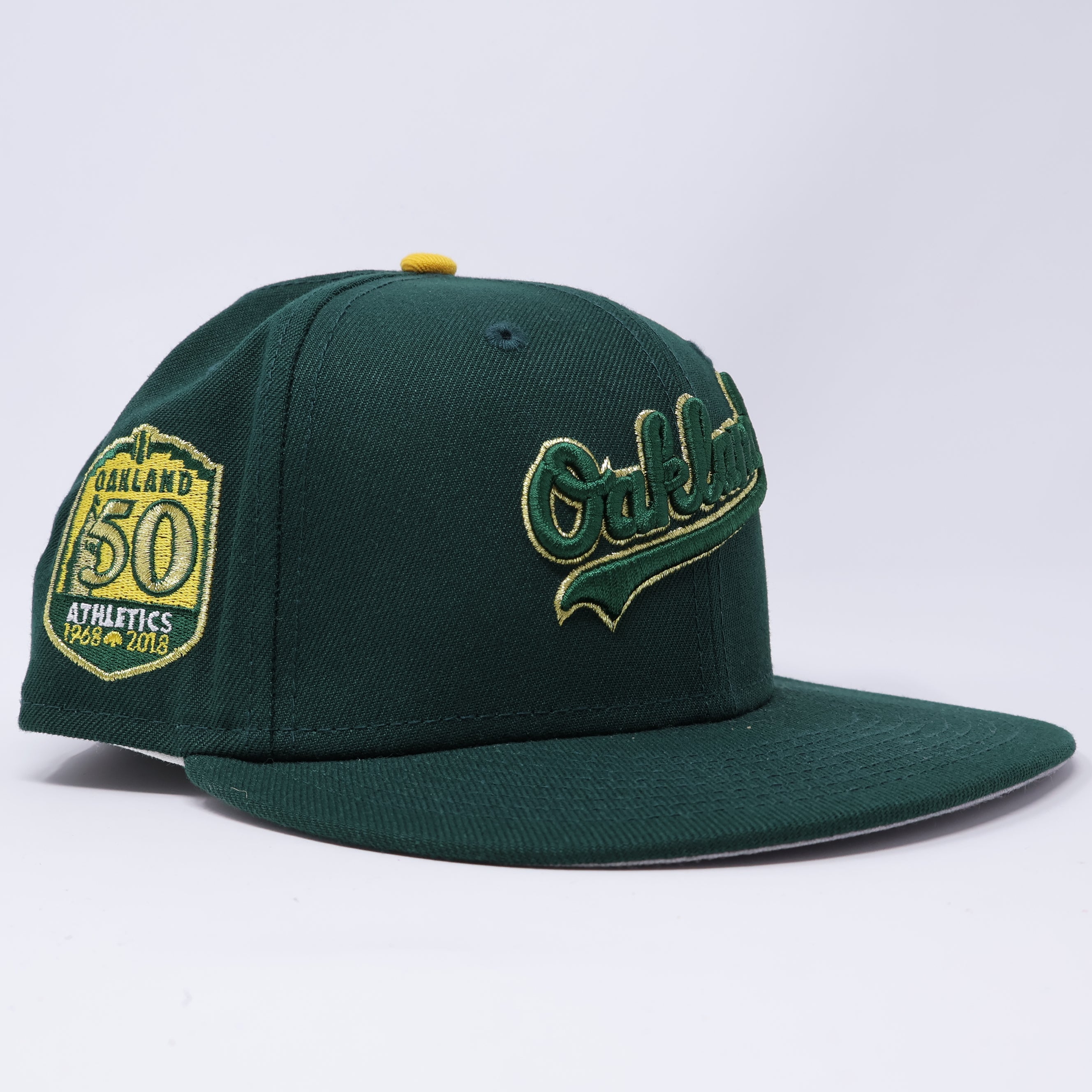 USED 1/8 Green  Oakland Athletics 50th Anniversary 59fifty New Era Fitted Hat Cap