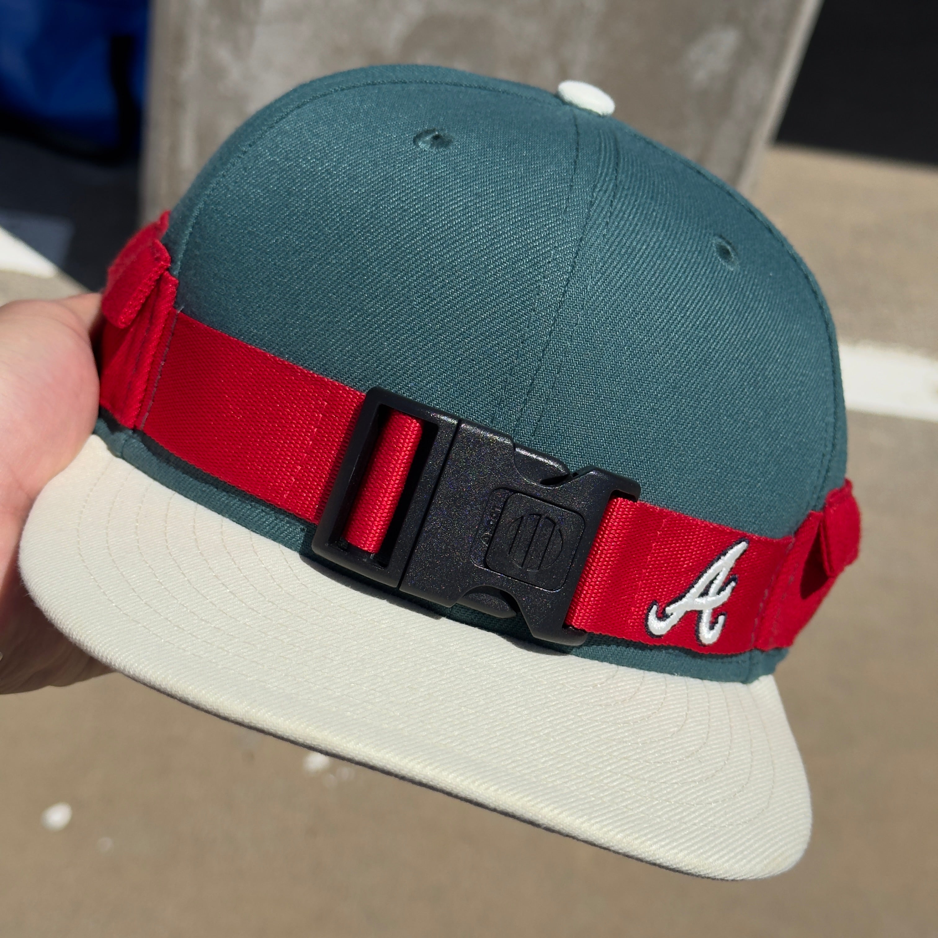 5/8 USED Green Atlanta Braves Buckle MyFitteds 59fifty New Era Fitted Hat Cap