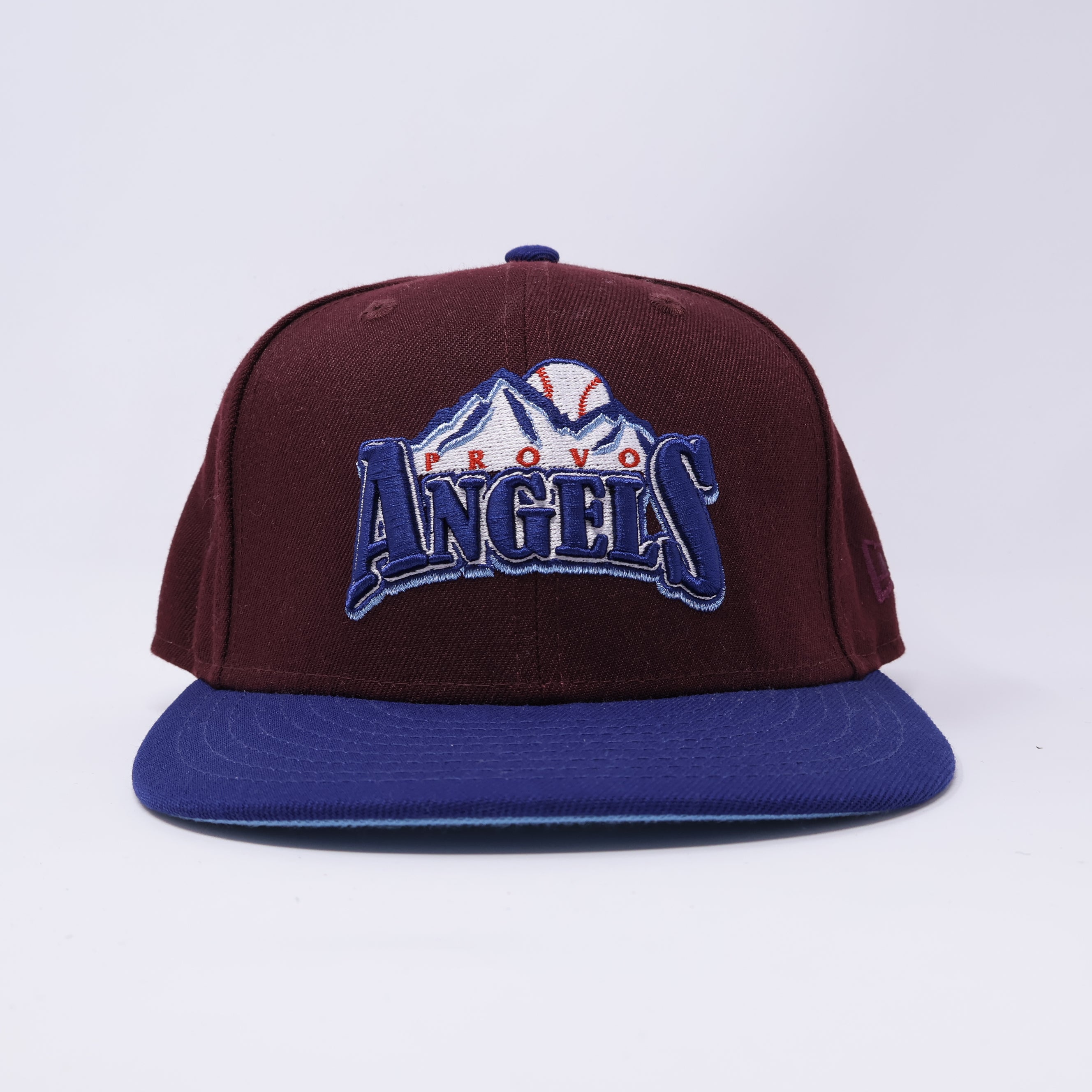 USED 1/8 Maroon Provo Angels Minor League Simple 59fifty New Era Fitted Hat Cap