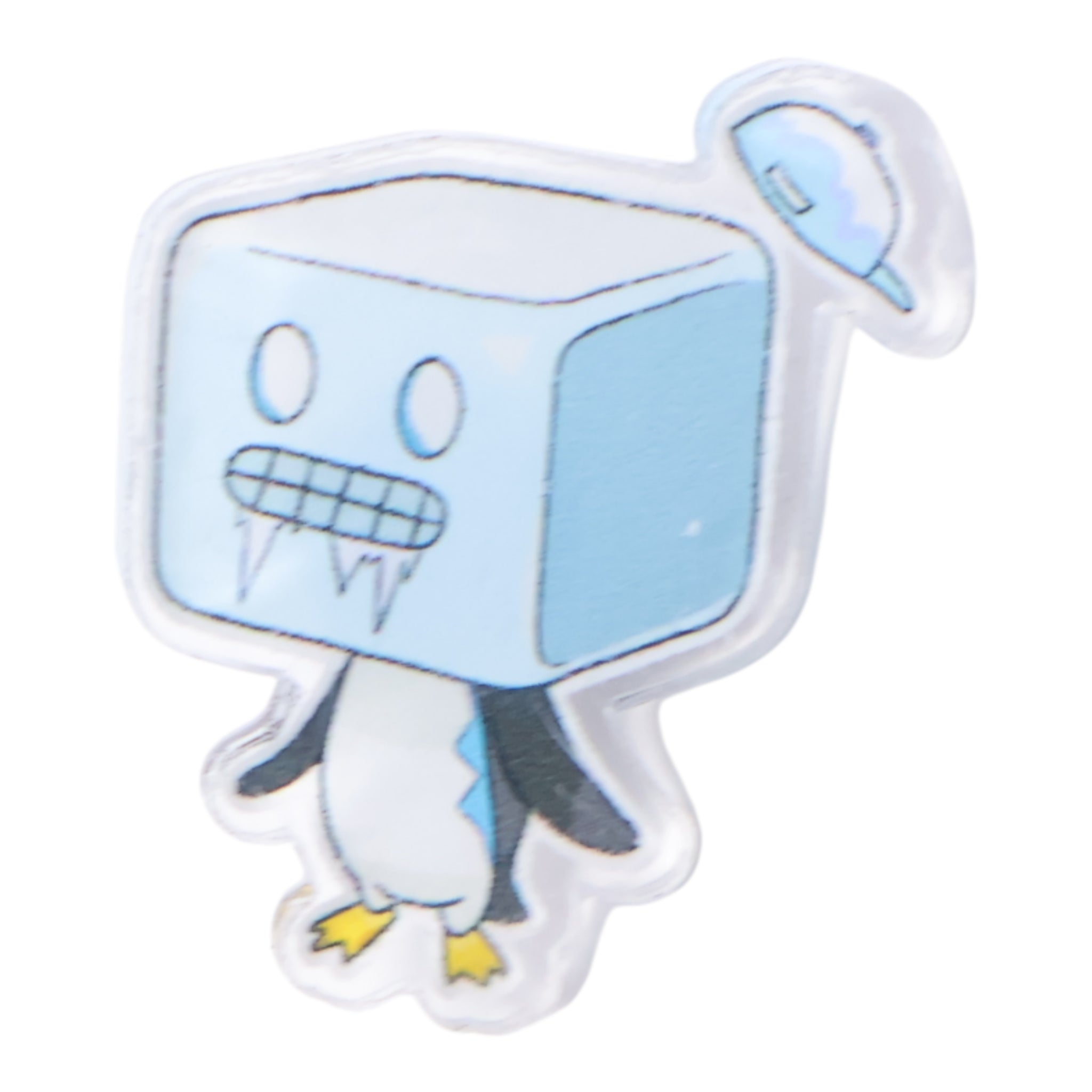 Ice Cube Acrylic Penguin Graphic Pin