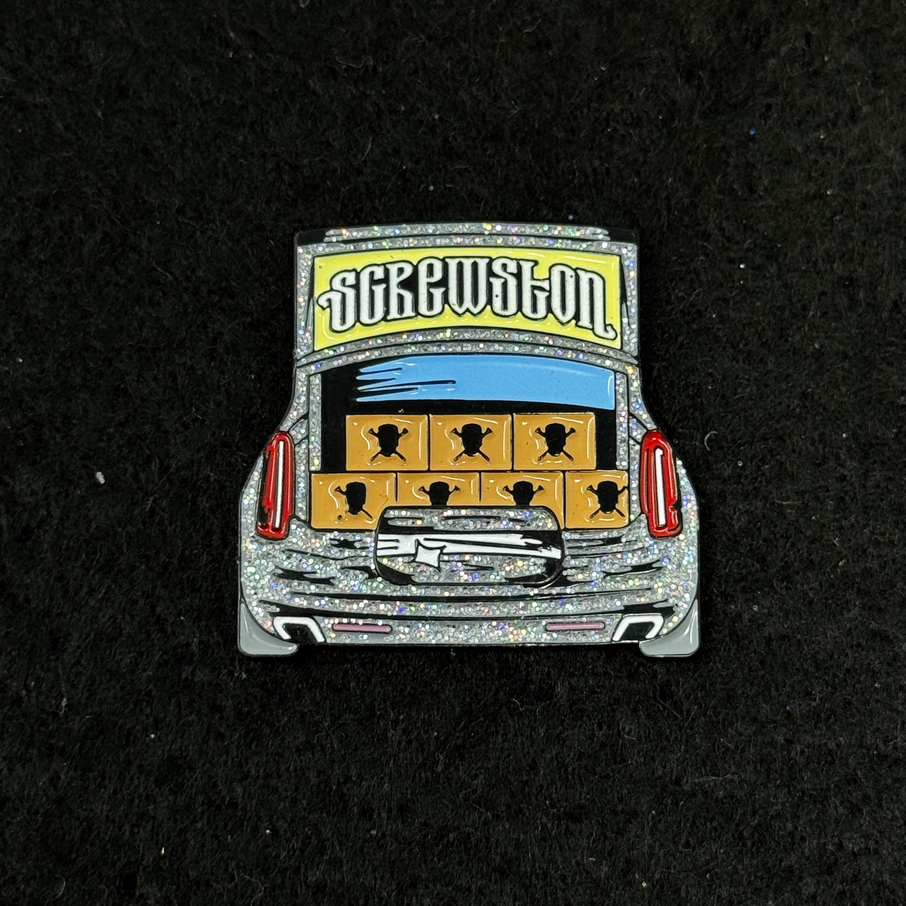 TXFitteds Screwston White Iris Slab Car Graphic Pin