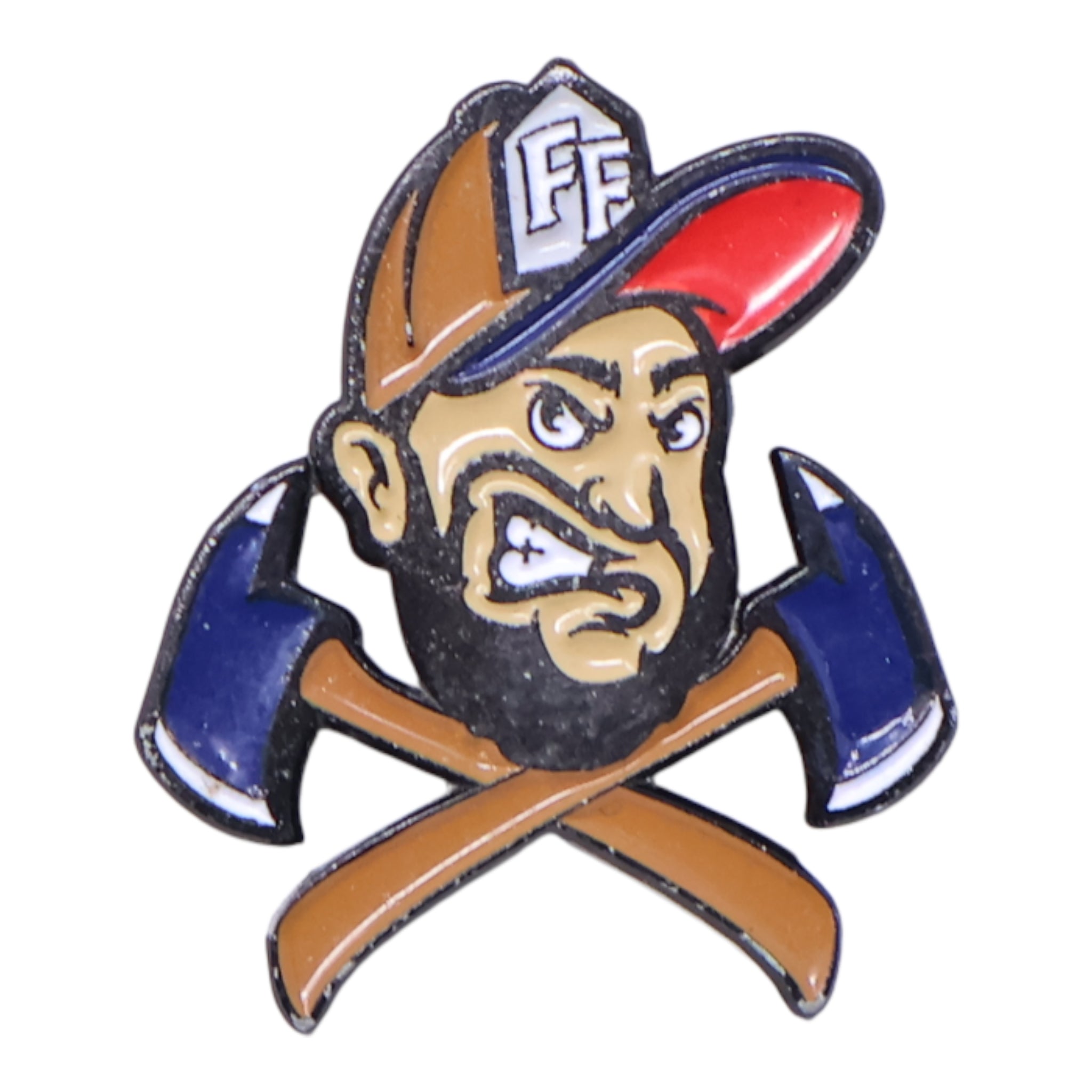 Man with Axes Graphic Pin