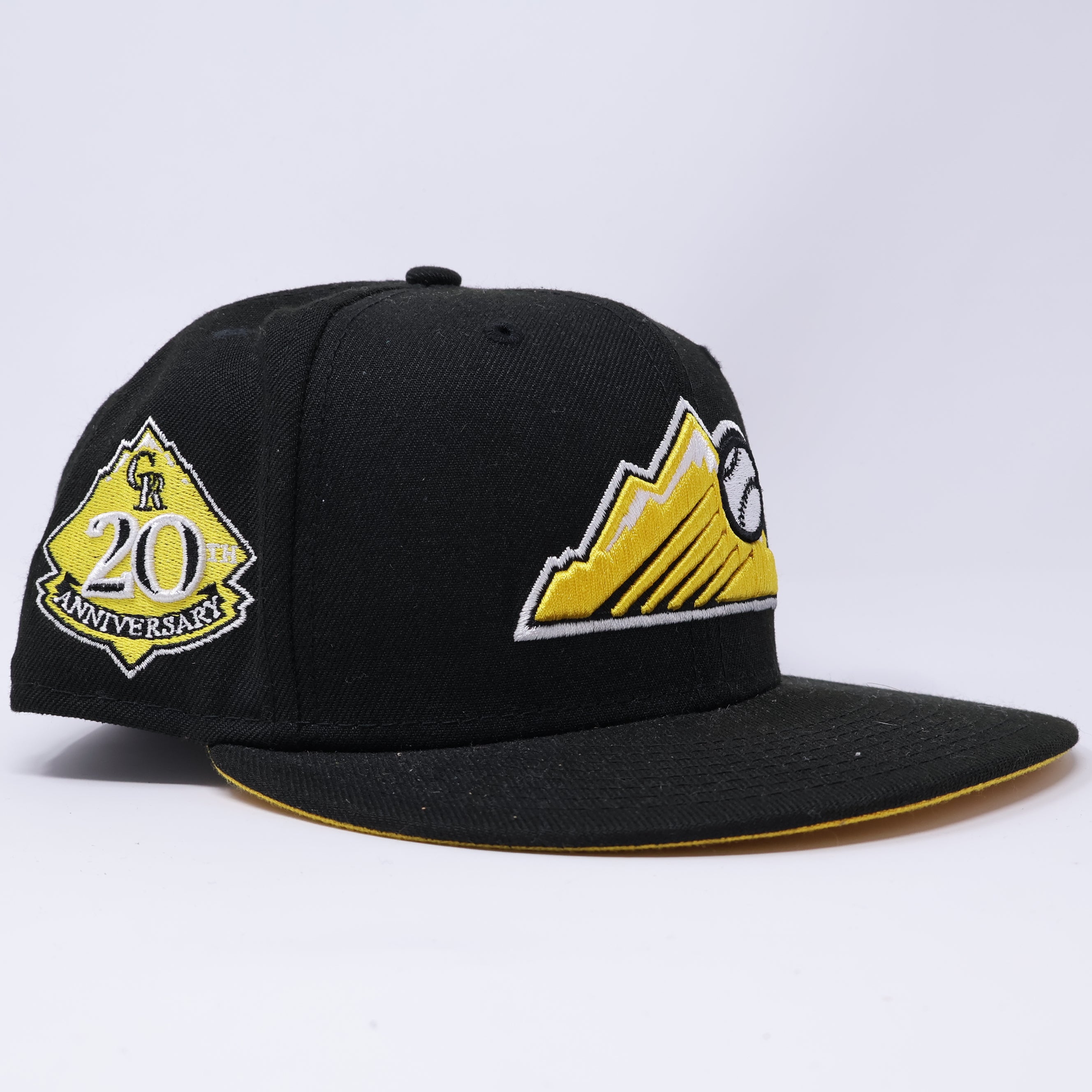USED 5/8 Black Colorado Rockies 20th Anniversary 59fifty New Era Fitted Hat Cap
