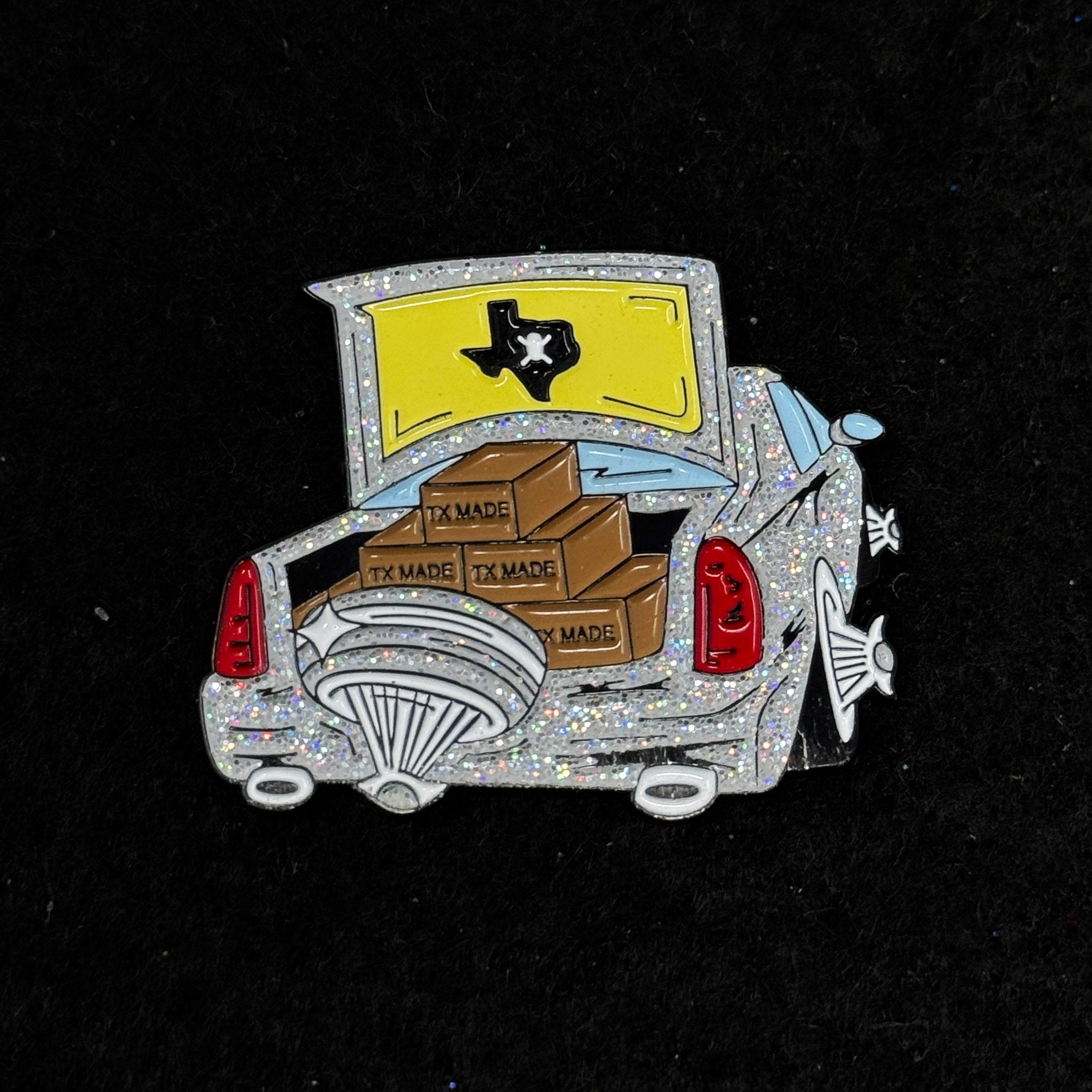 TXFitteds Texas State White Iris Slab Car Graphic Pin