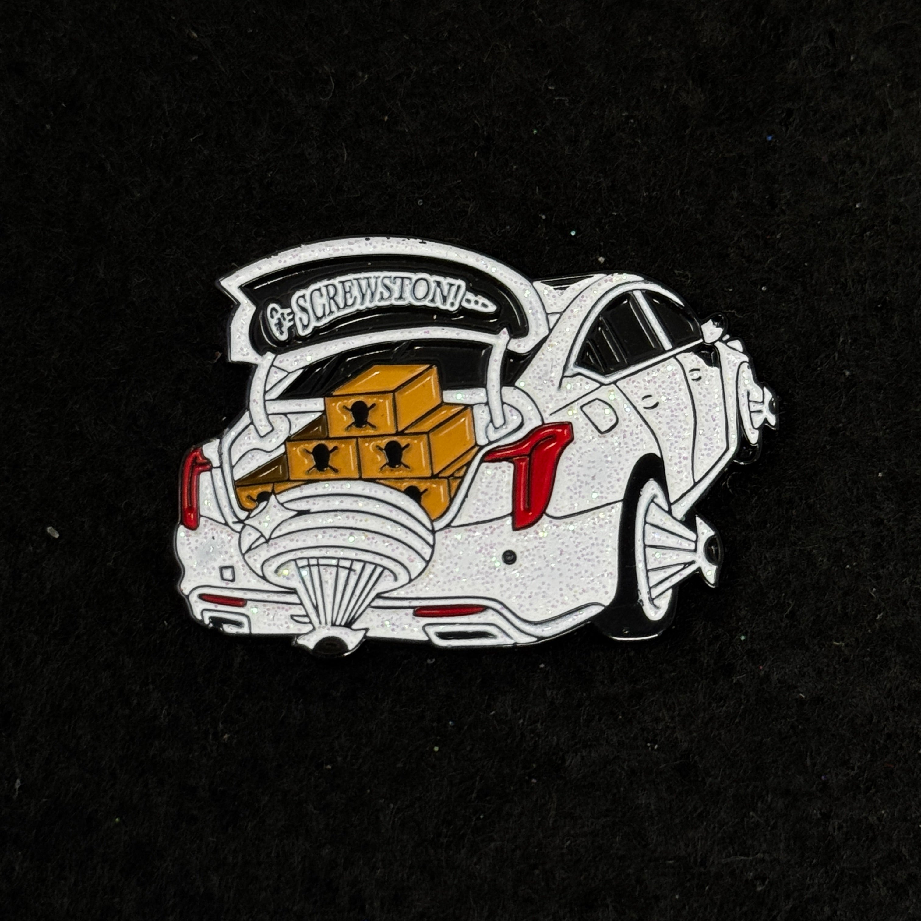 TXFitteds Screwston White Iris Glitter Slab Car Graphic Pin