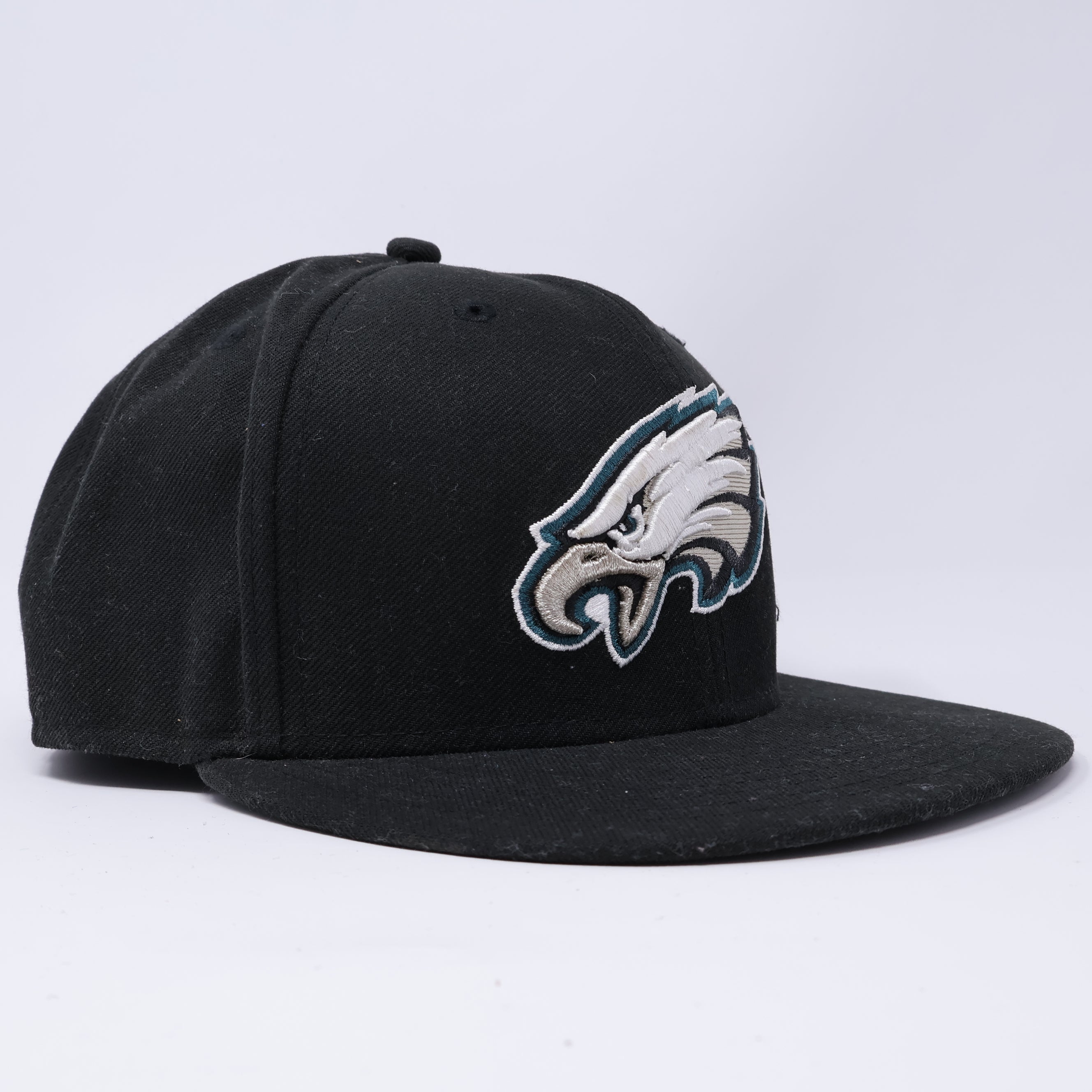 USED 7/8 Black Philadelphia Eagles NFL 59fifty New Era Fitted Hat Cap